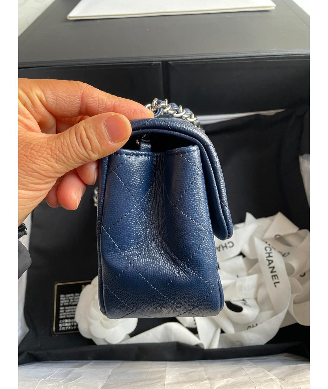CHANEL Синяя кожаная сумка через плечо, фото 5