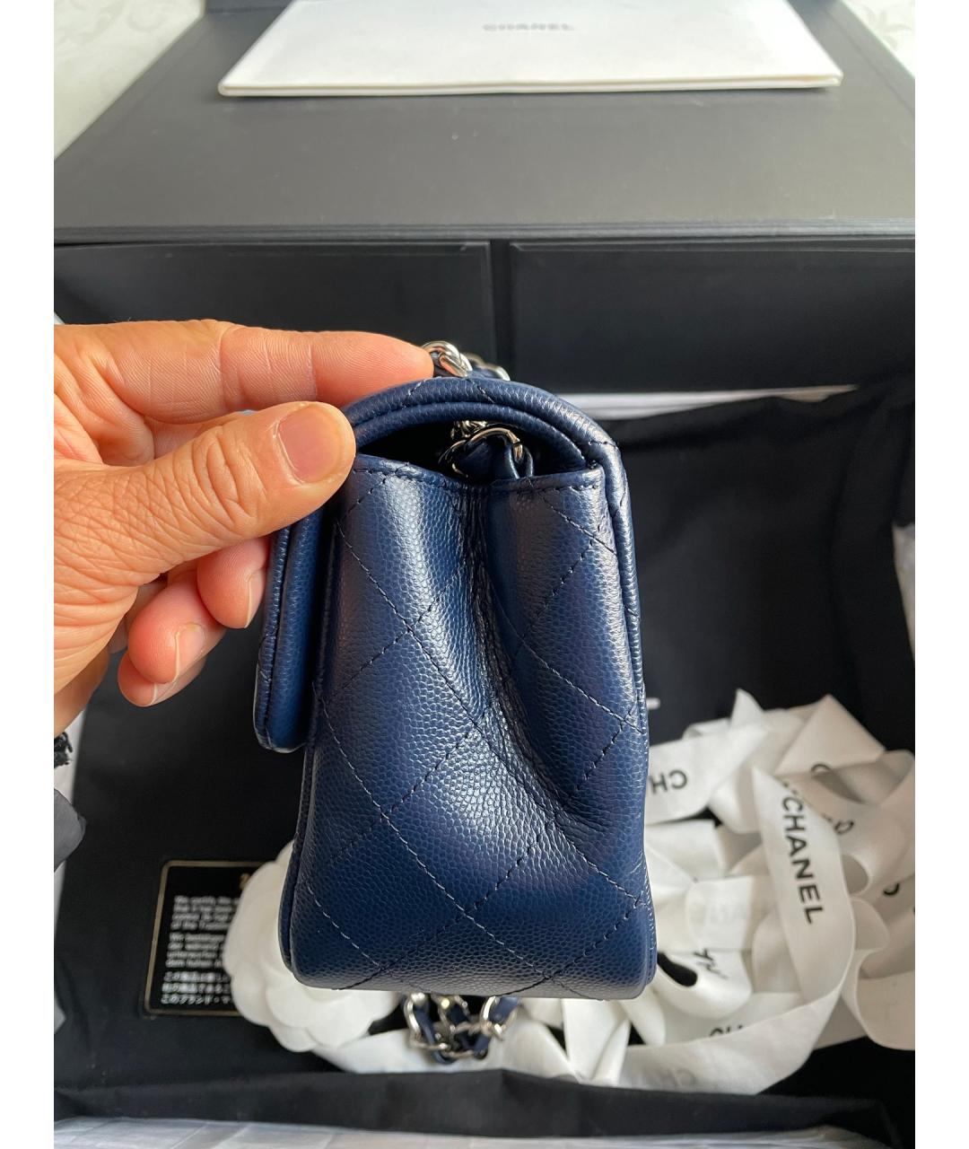 CHANEL Синяя кожаная сумка через плечо, фото 4