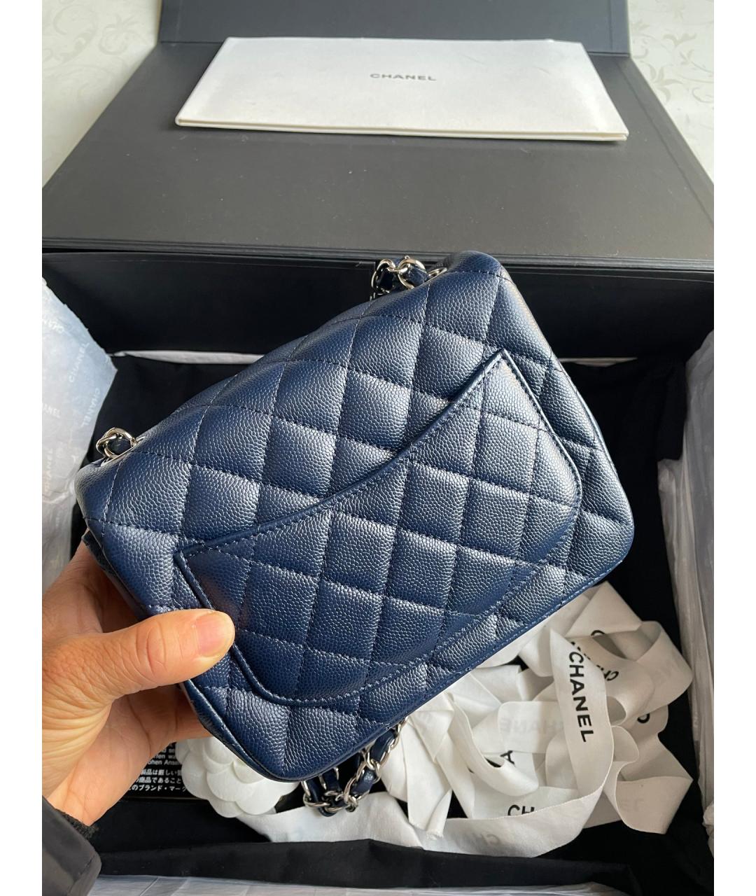 CHANEL Синяя кожаная сумка через плечо, фото 3