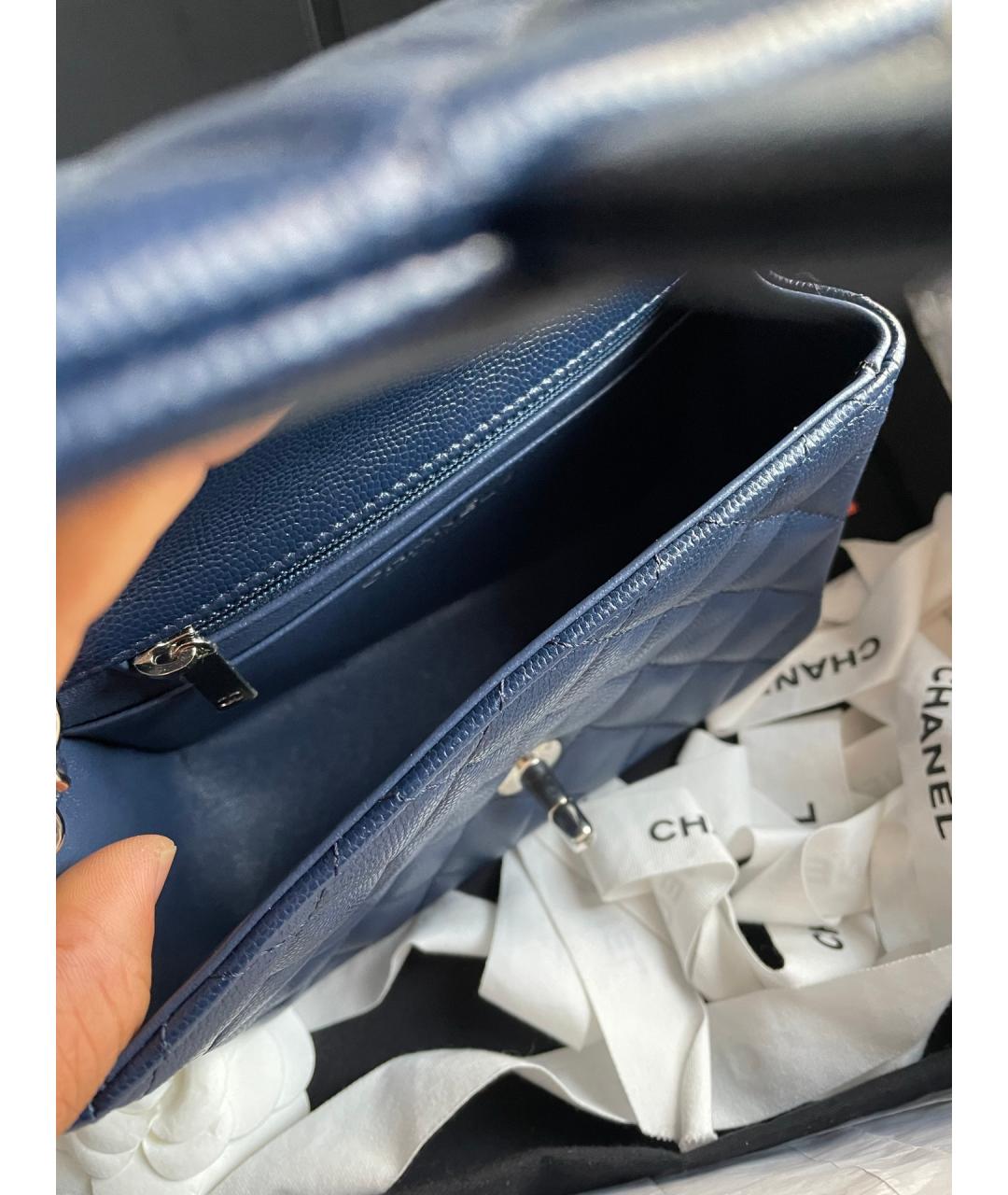 CHANEL Синяя кожаная сумка через плечо, фото 6