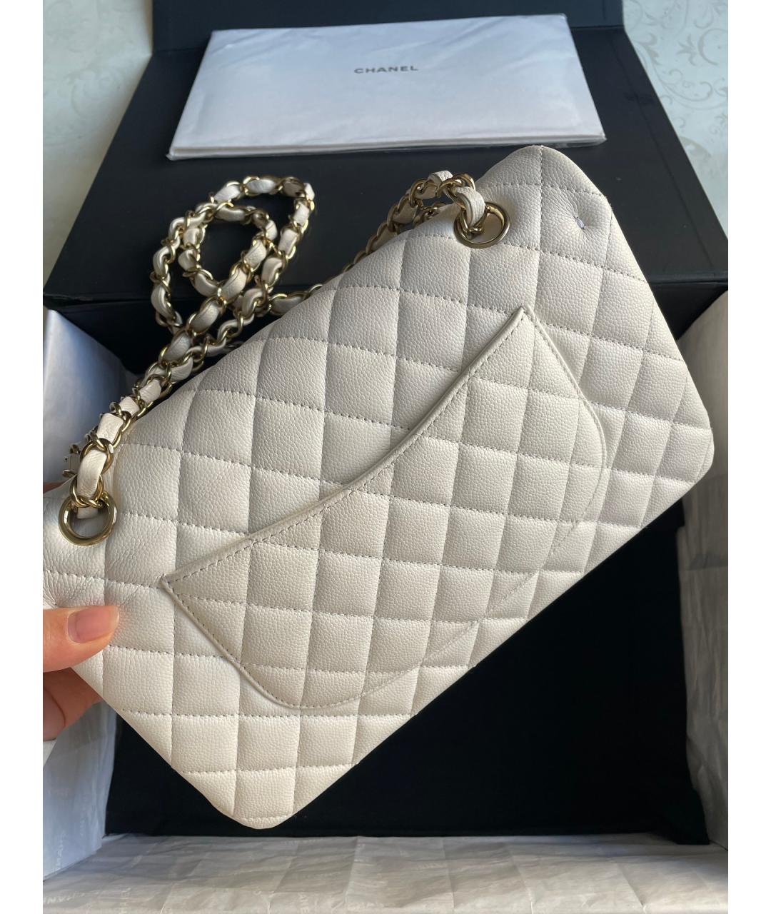 CHANEL Белая кожаная сумка через плечо, фото 3