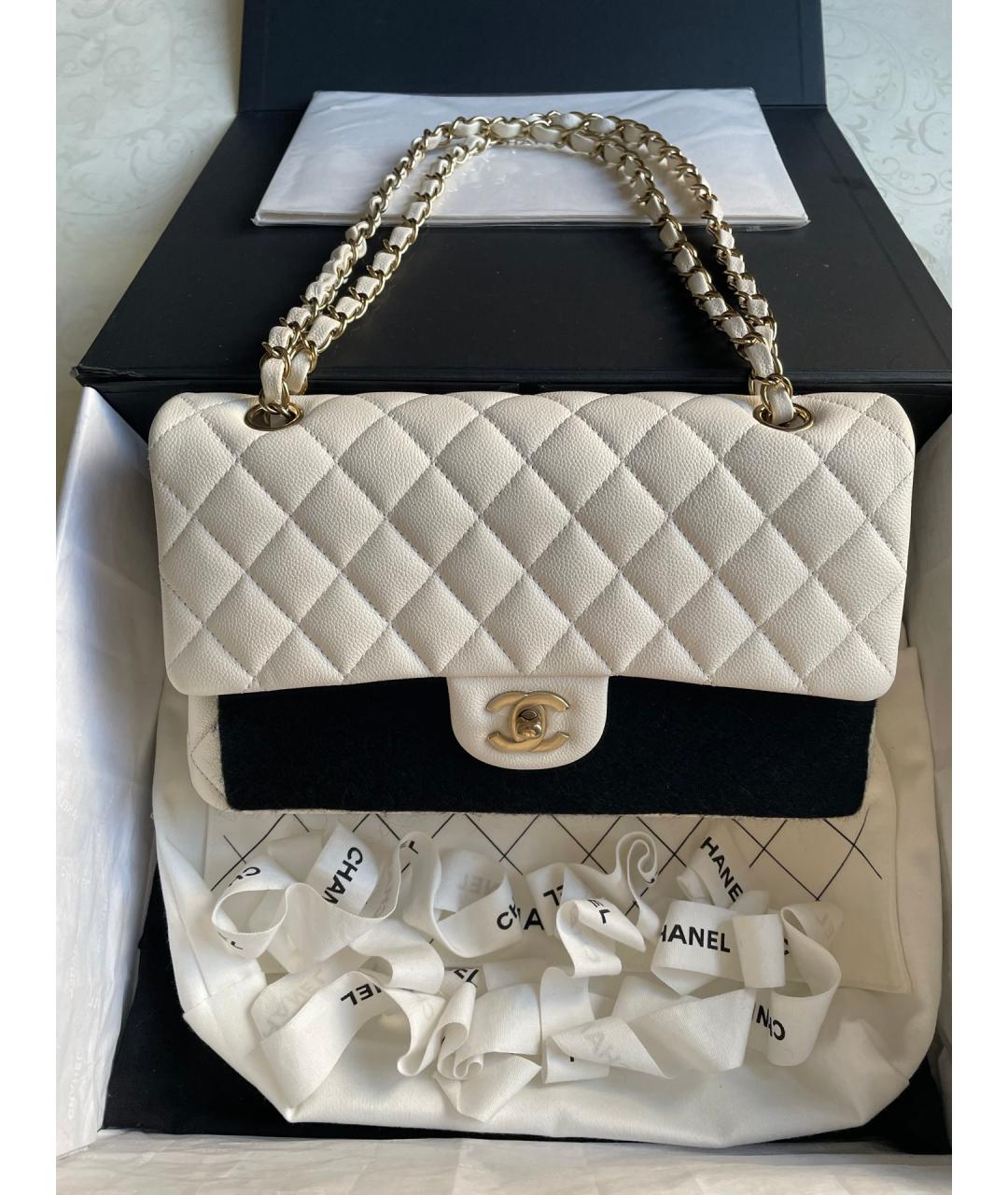 CHANEL Белая кожаная сумка через плечо, фото 2