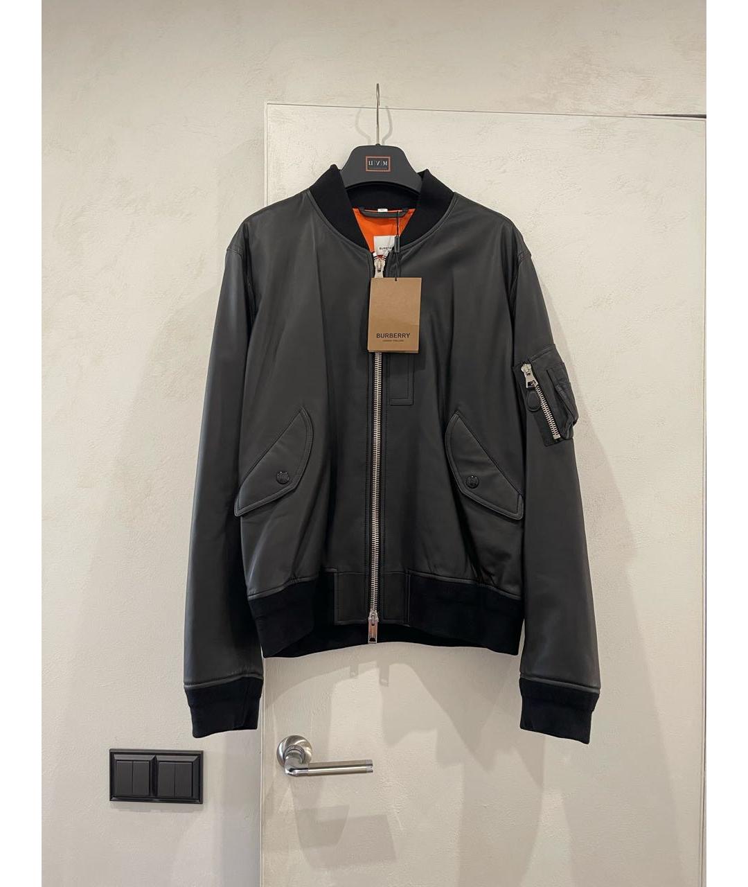 BURBERRY Черная кожаная куртка, фото 9