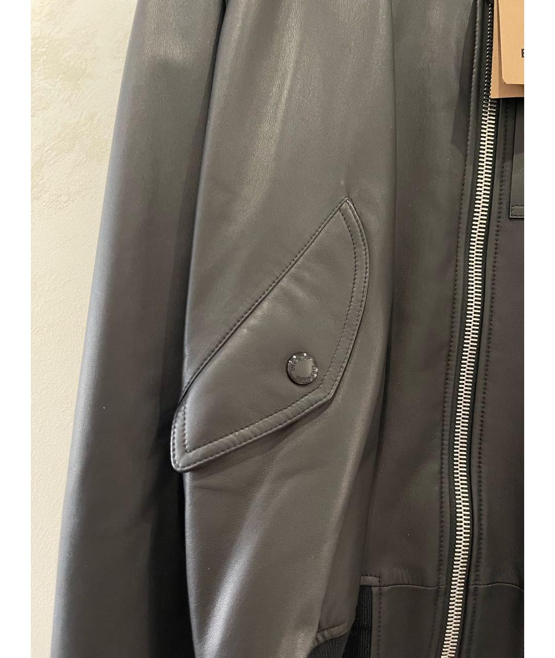BURBERRY Черная кожаная куртка, фото 4