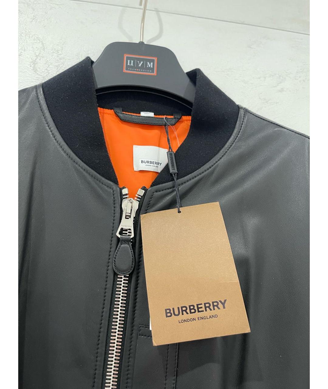 BURBERRY Черная кожаная куртка, фото 3