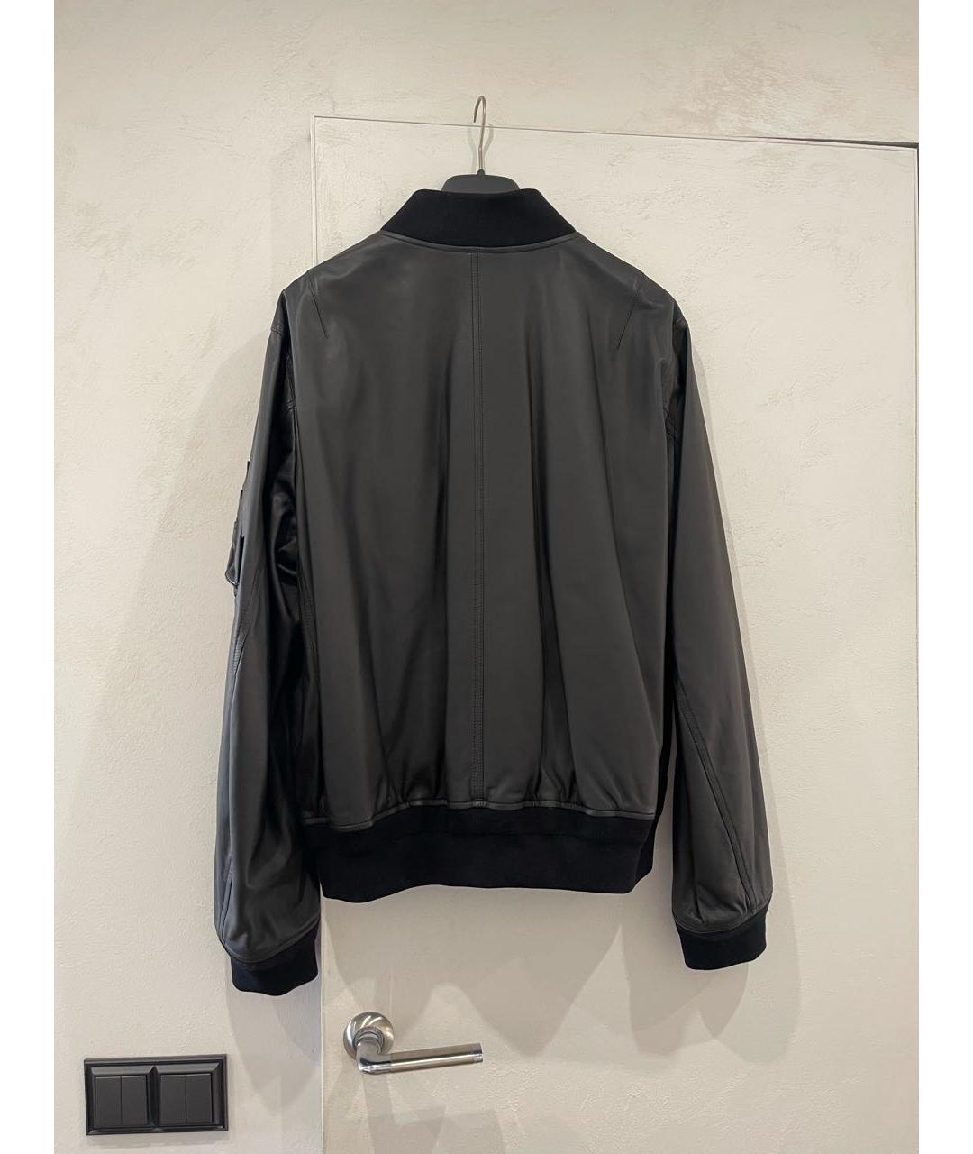 BURBERRY Черная кожаная куртка, фото 2