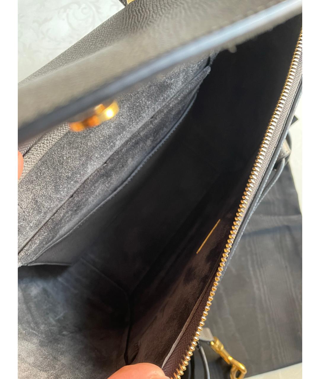 CELINE Серая кожаная сумка с короткими ручками, фото 7