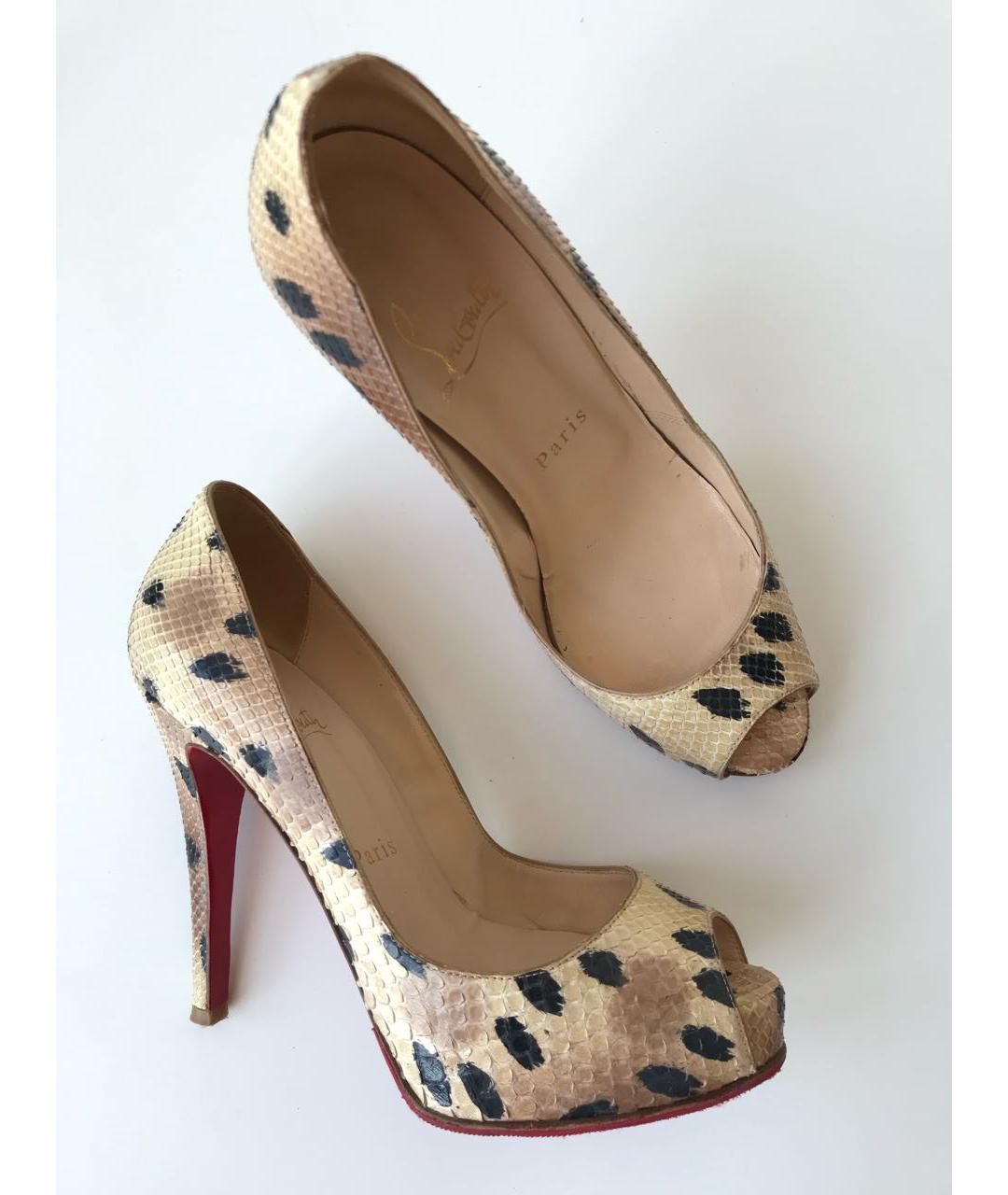 CHRISTIAN LOUBOUTIN Бежевые туфли из экзотической кожи, фото 4