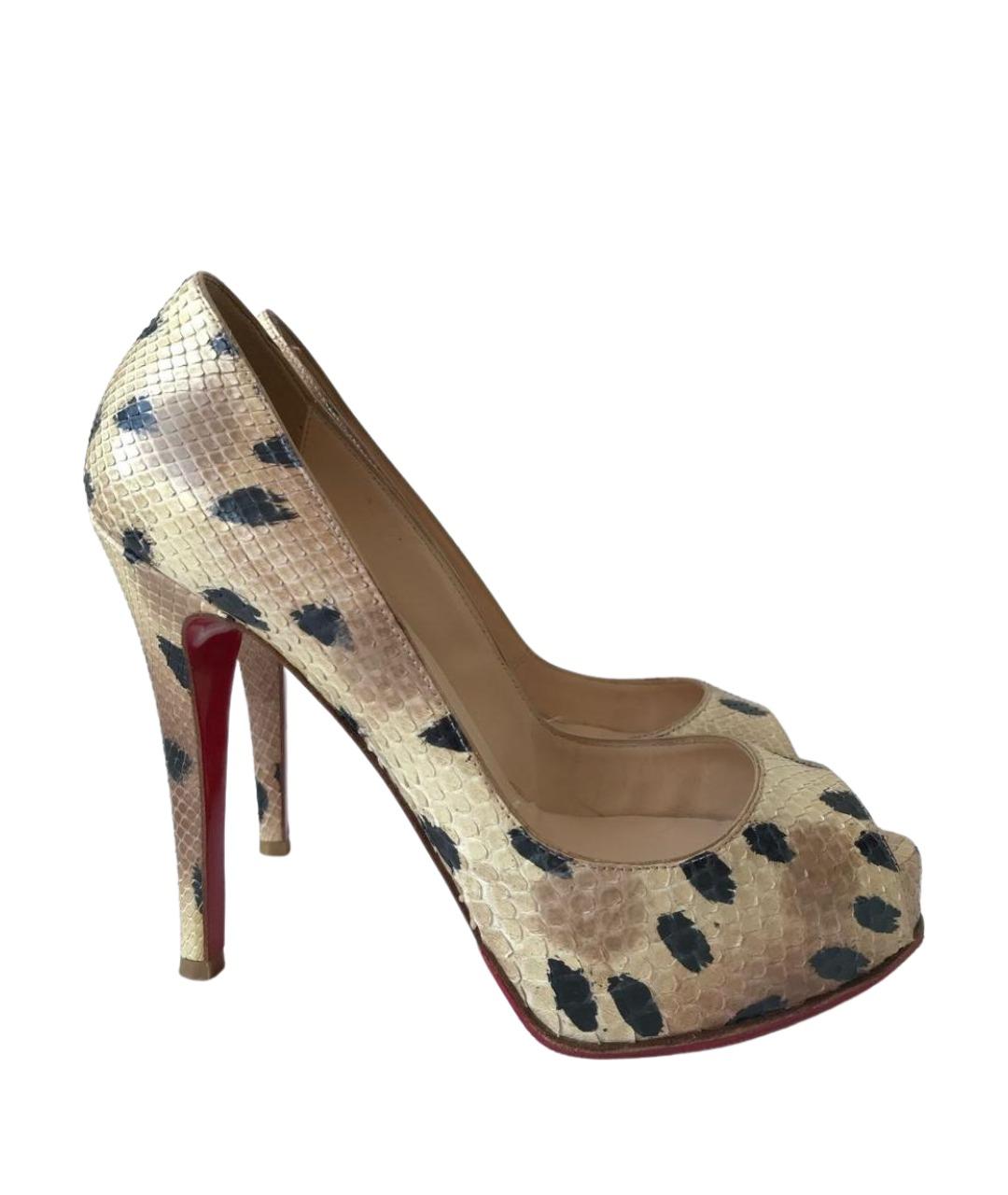 CHRISTIAN LOUBOUTIN Бежевые туфли из экзотической кожи, фото 1