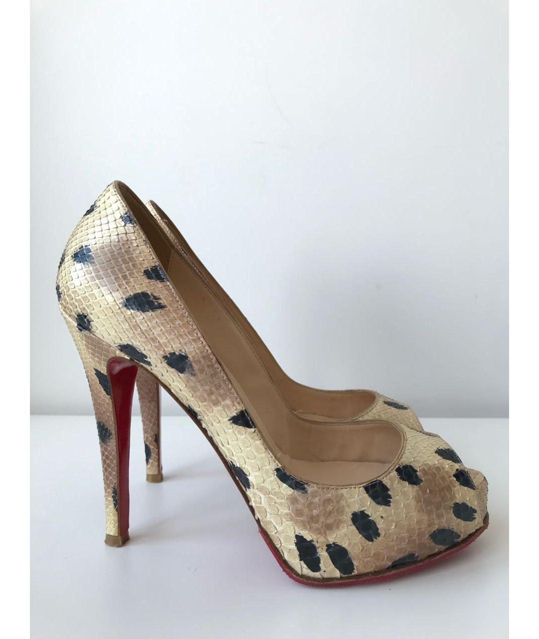 CHRISTIAN LOUBOUTIN Бежевые туфли из экзотической кожи, фото 9