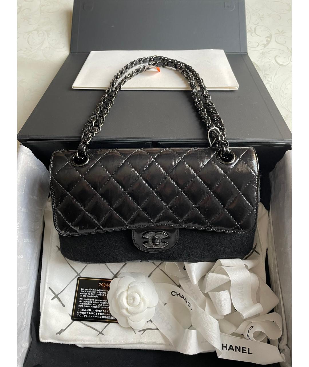 CHANEL Черная кожаная сумка через плечо, фото 7