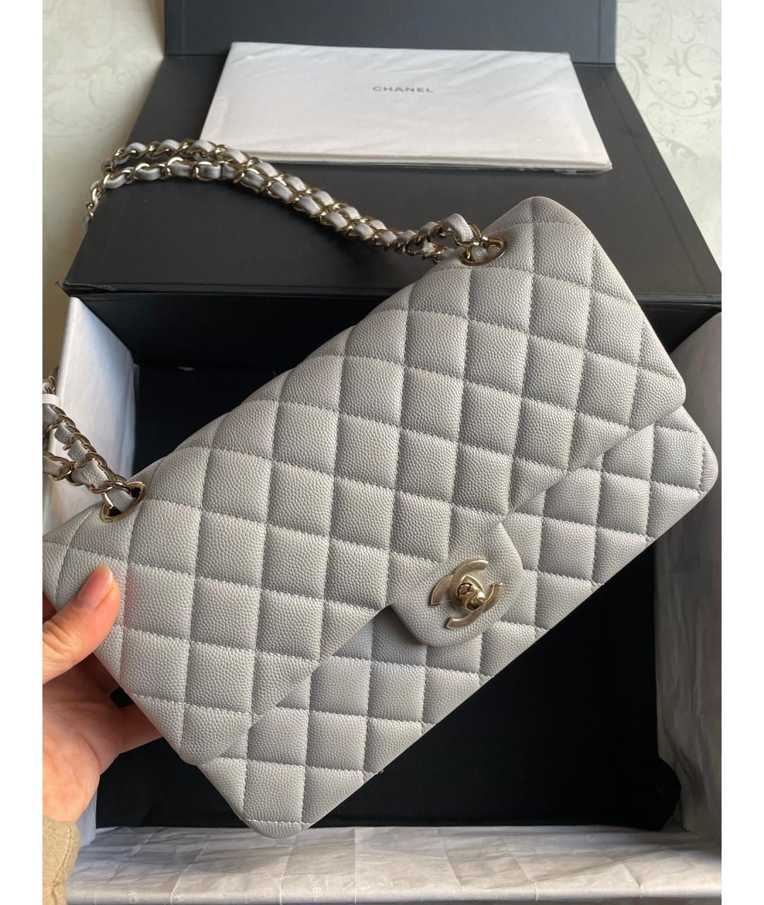 CHANEL Серая кожаная сумка через плечо, фото 2