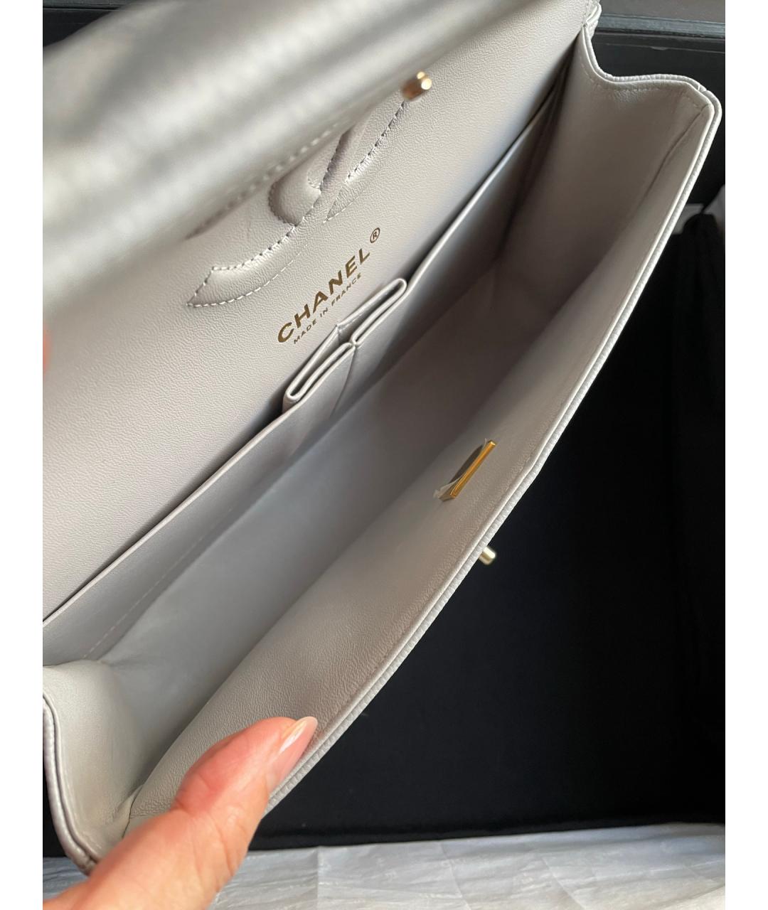 CHANEL Серая кожаная сумка через плечо, фото 6