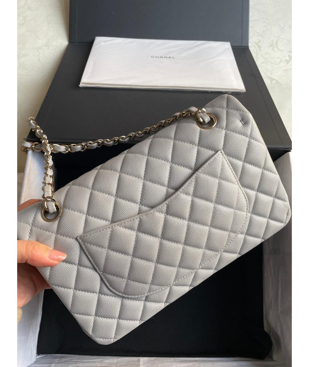 CHANEL Серая кожаная сумка через плечо, фото 3