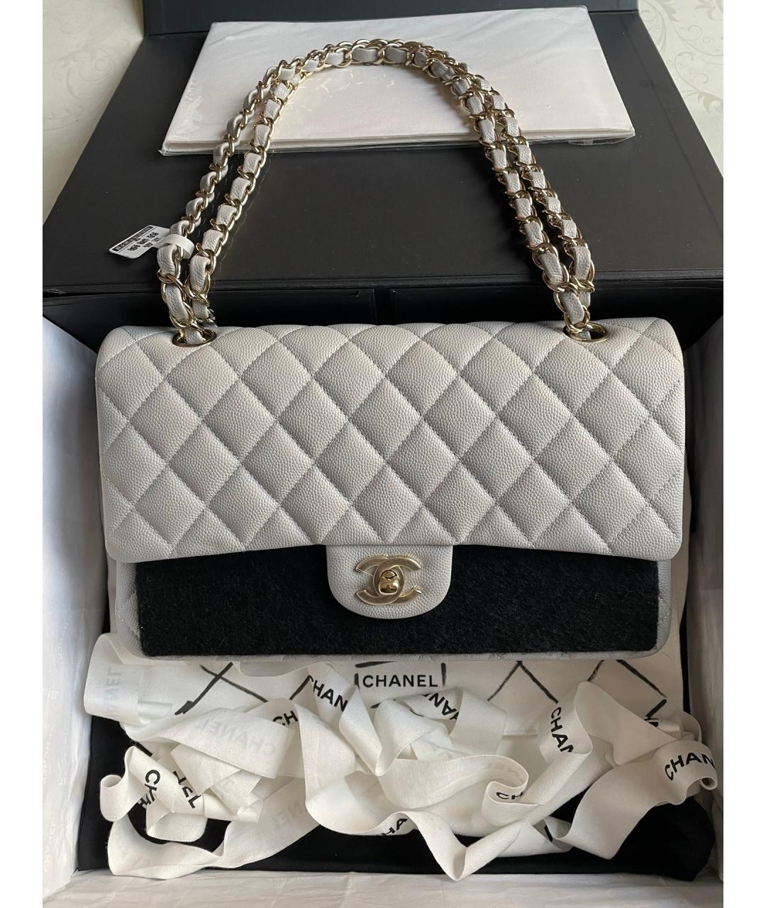 CHANEL Серая кожаная сумка через плечо, фото 7