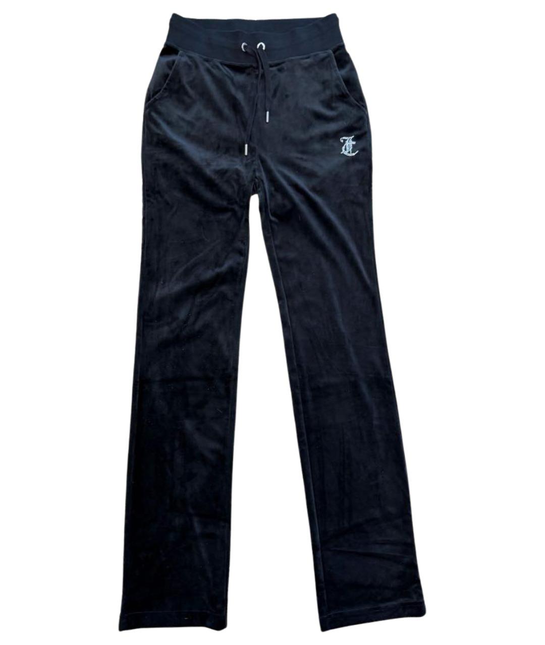 JUICY COUTURE Черные полиэстеровые прямые брюки, фото 1