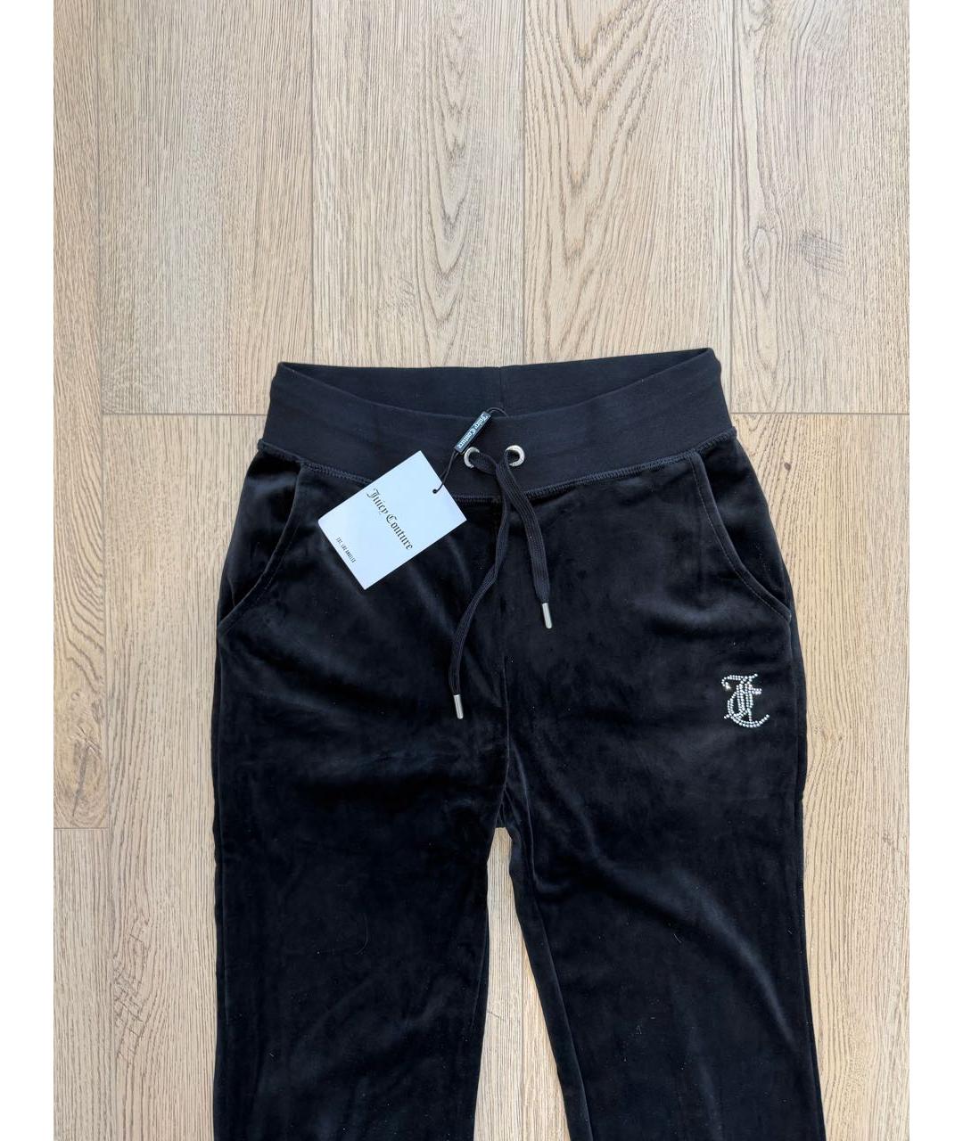 JUICY COUTURE Черные полиэстеровые прямые брюки, фото 4