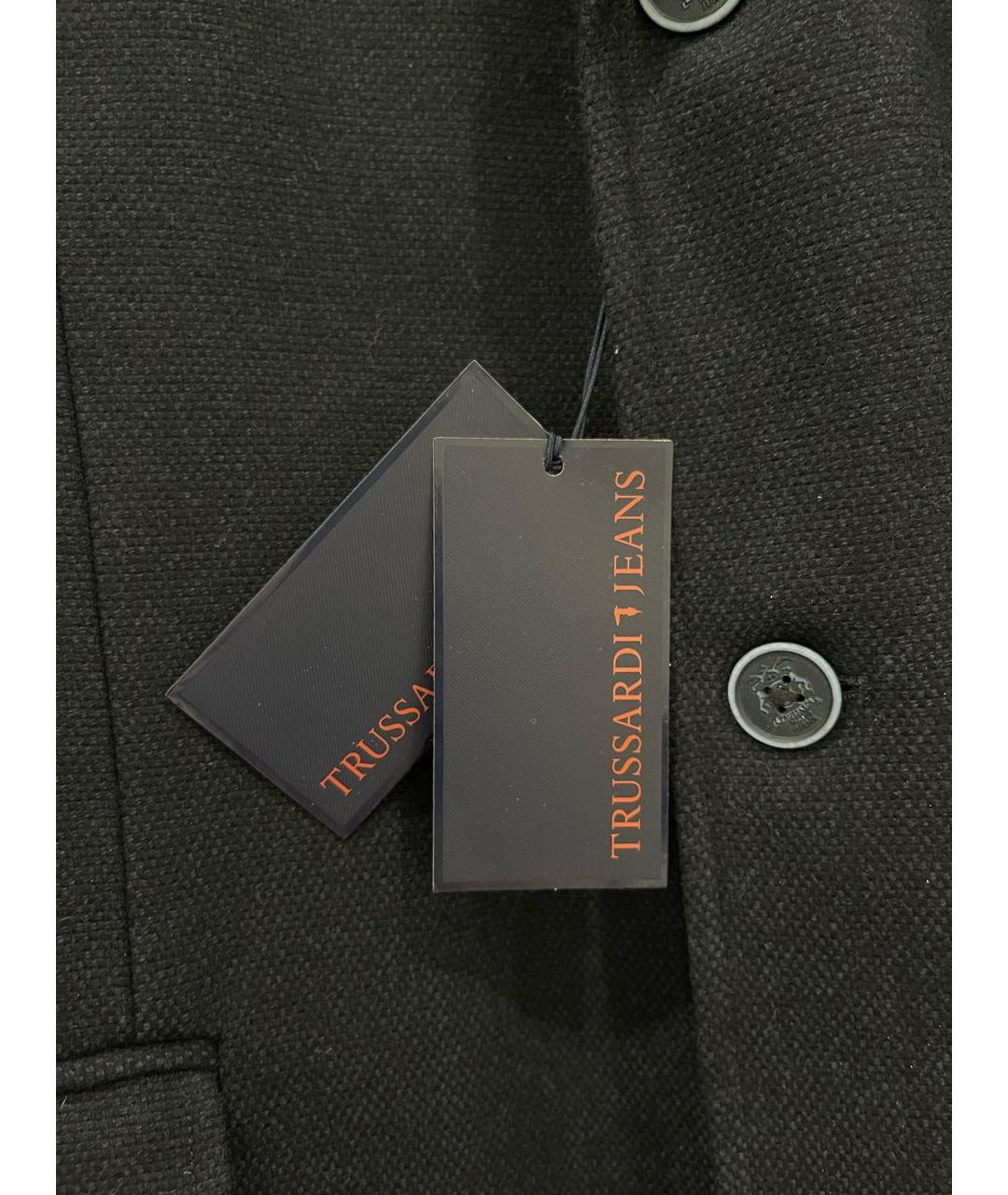 TRUSSARDI JEANS Темно-синее хлопковое пальто, фото 5