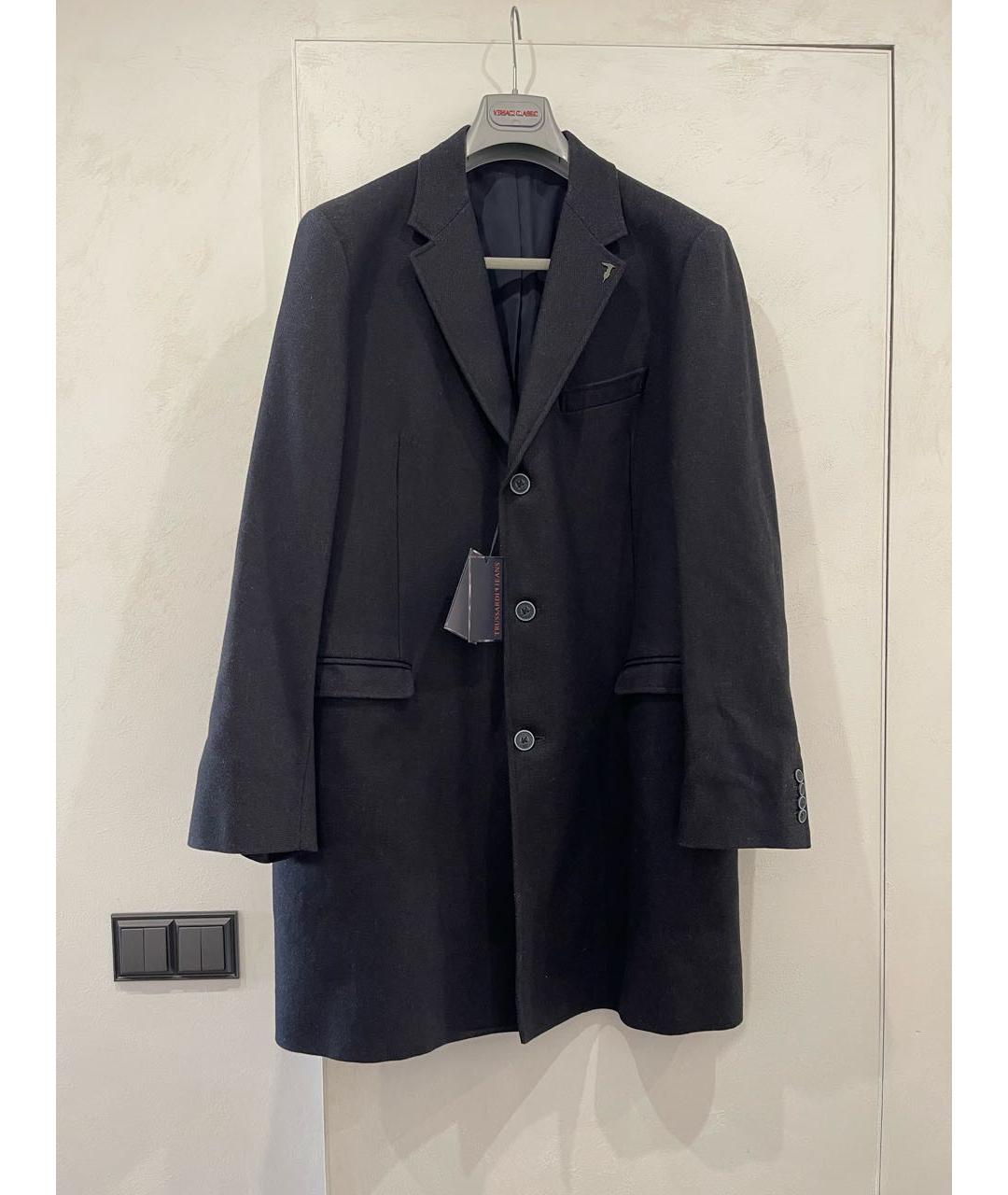 TRUSSARDI JEANS Темно-синее хлопковое пальто, фото 9