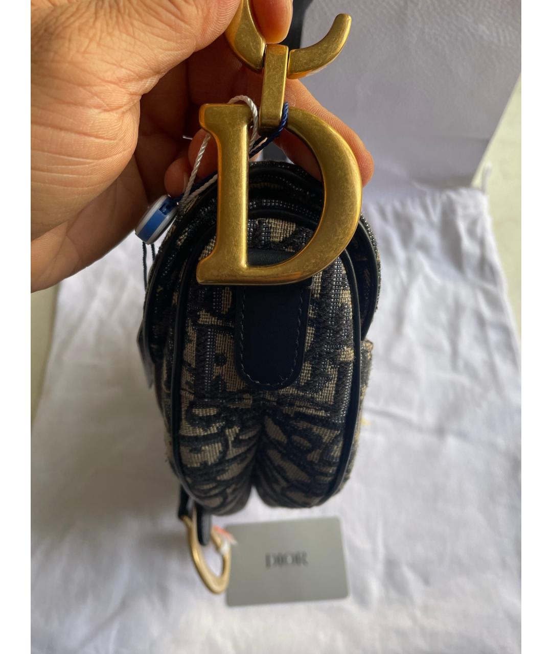 CHRISTIAN DIOR Синяя жаккардовая сумка тоут, фото 5