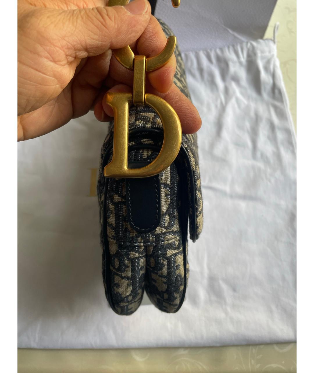 CHRISTIAN DIOR Синяя жаккардовая сумка тоут, фото 6