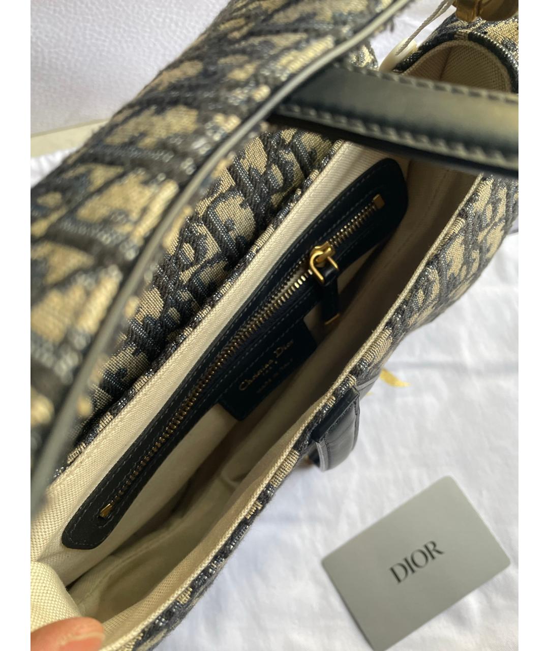 CHRISTIAN DIOR Синяя жаккардовая сумка тоут, фото 7