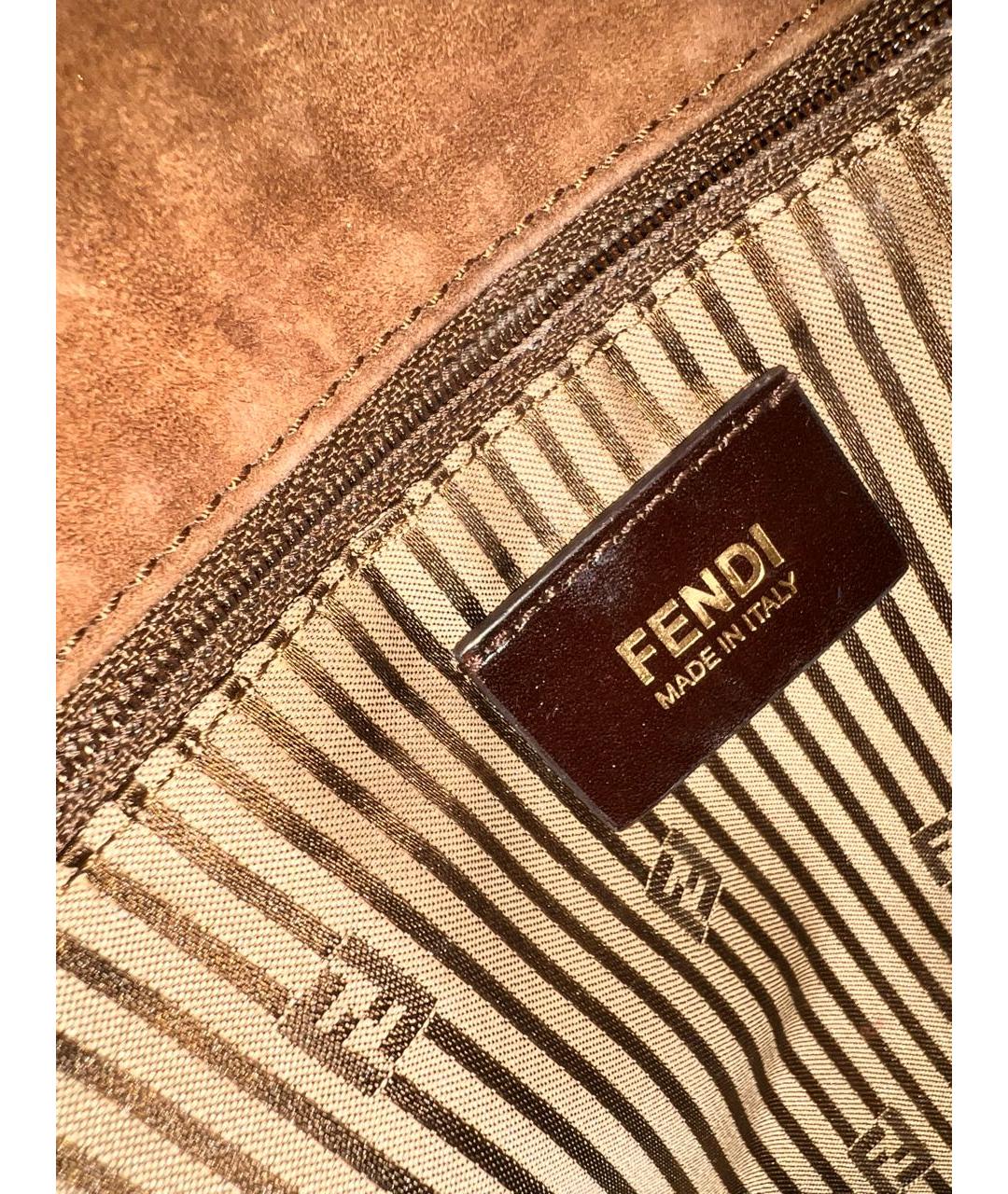FENDI Коричневая кожаная сумка через плечо, фото 3