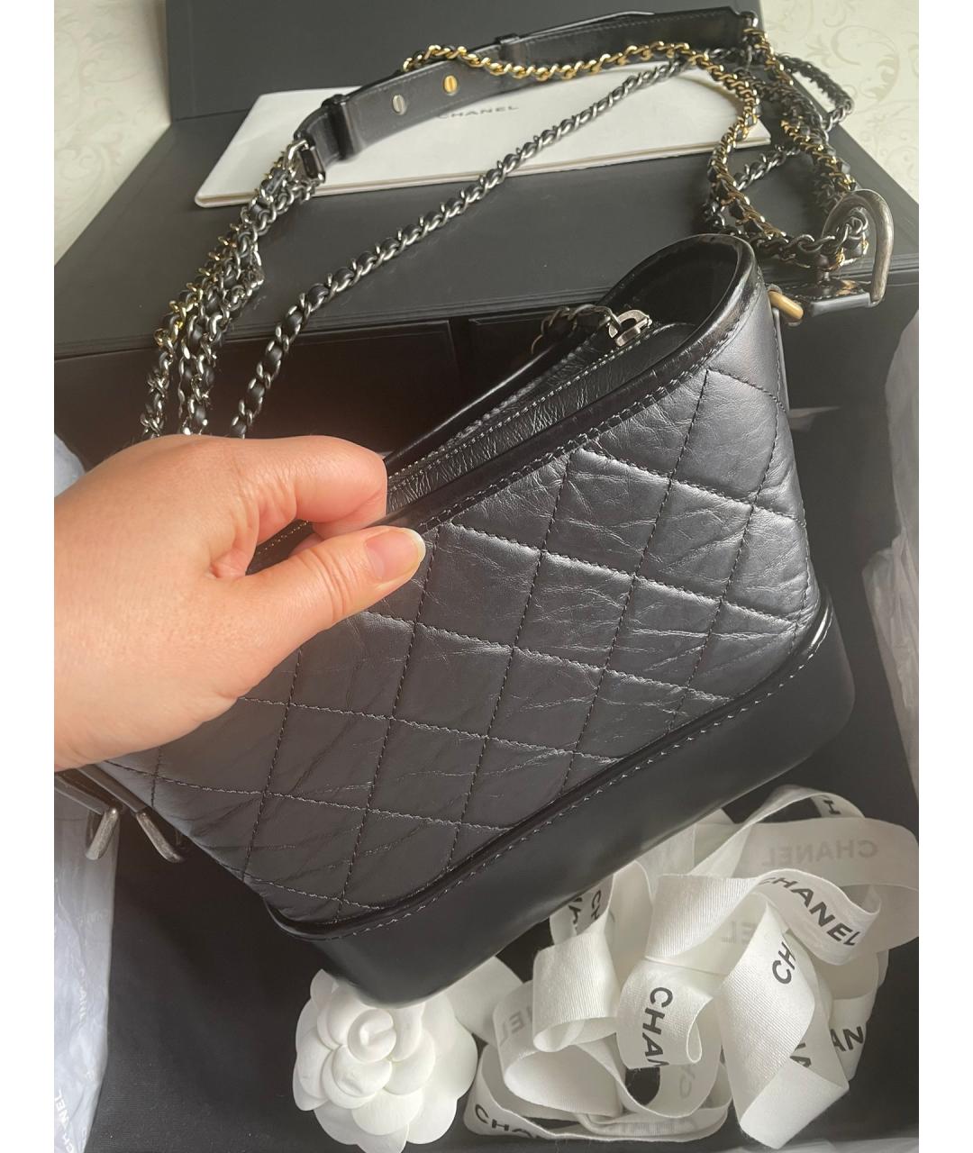 CHANEL Черная кожаная сумка через плечо, фото 3