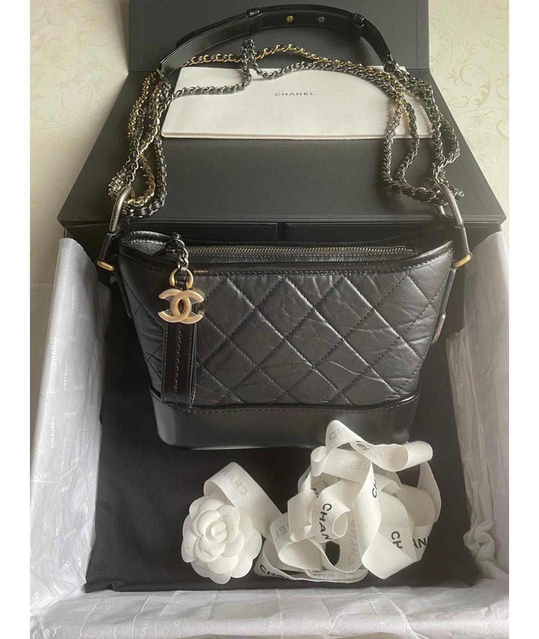 CHANEL Черная кожаная сумка через плечо, фото 7