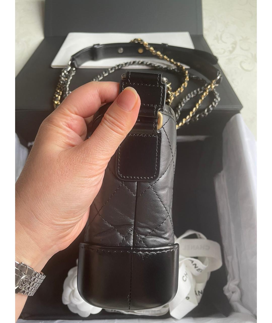 CHANEL Черная кожаная сумка через плечо, фото 4