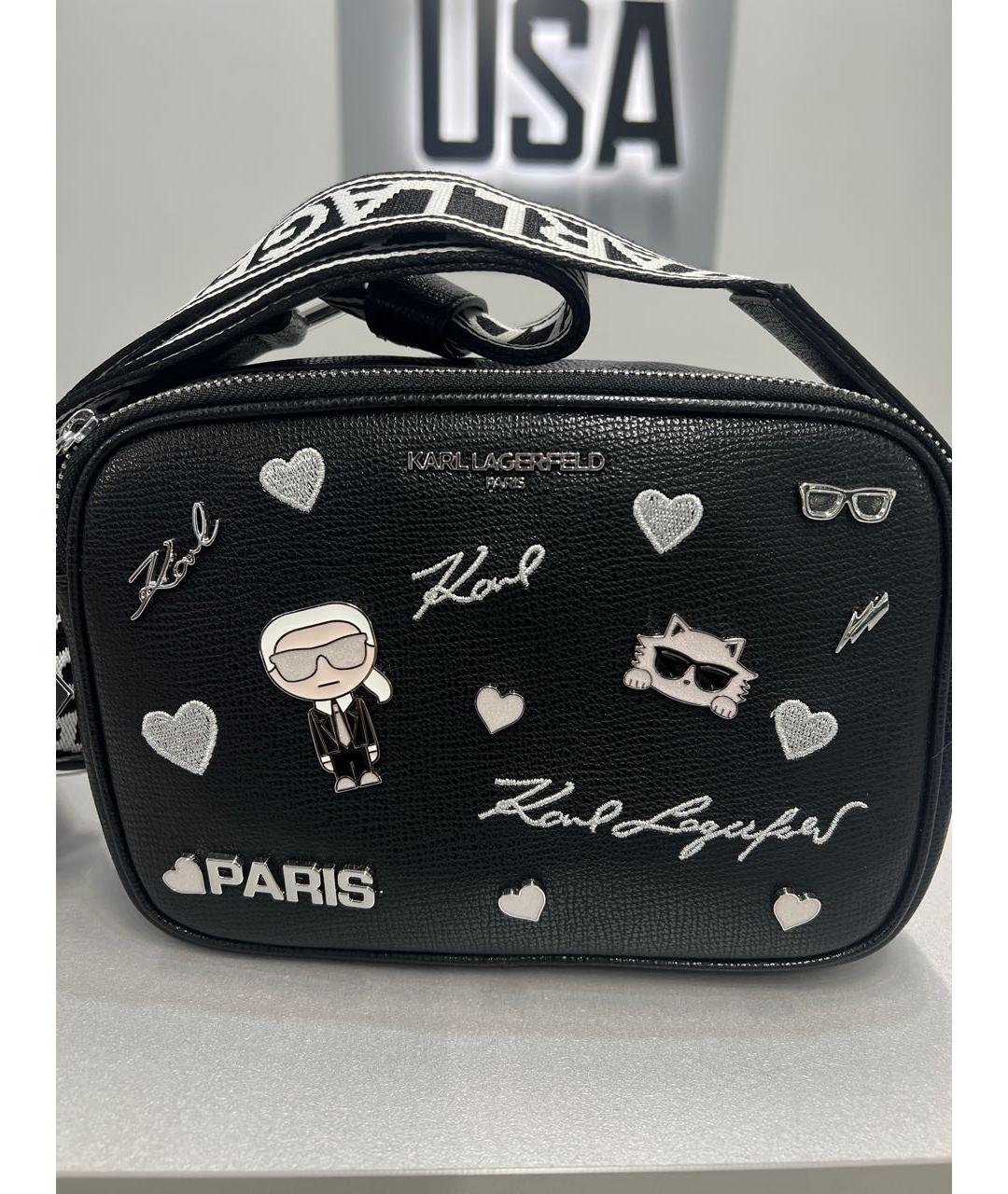 KARL LAGERFELD Черная сумка через плечо из искусственной кожи, фото 5
