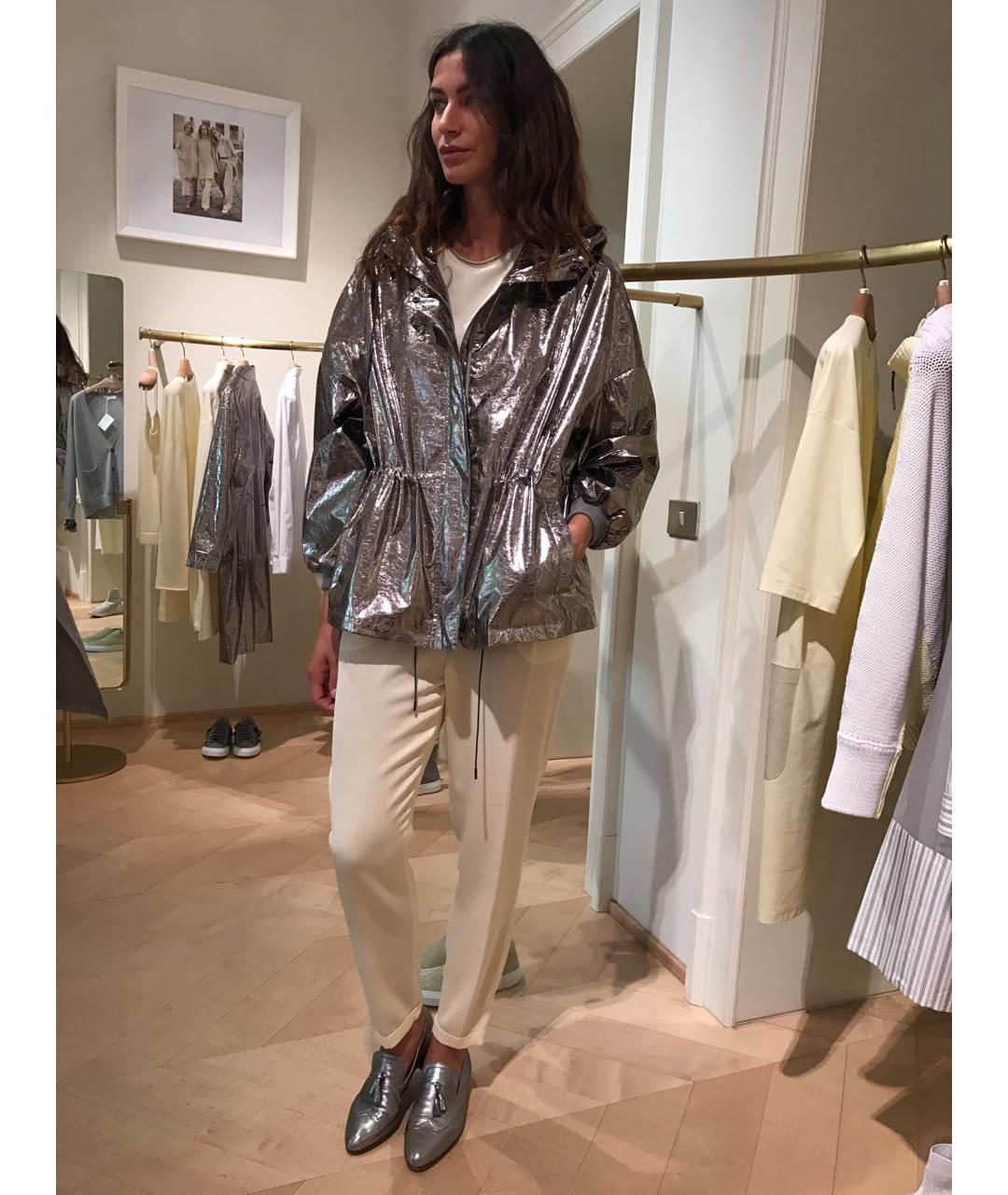 FABIANA FILIPPI Серебряная полиэстеровая куртка, фото 2