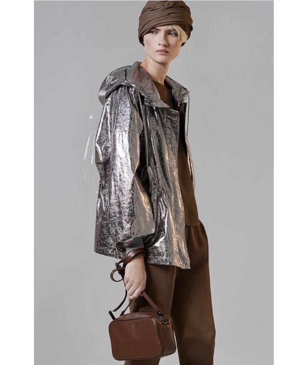 FABIANA FILIPPI Серебряная полиэстеровая куртка, фото 4