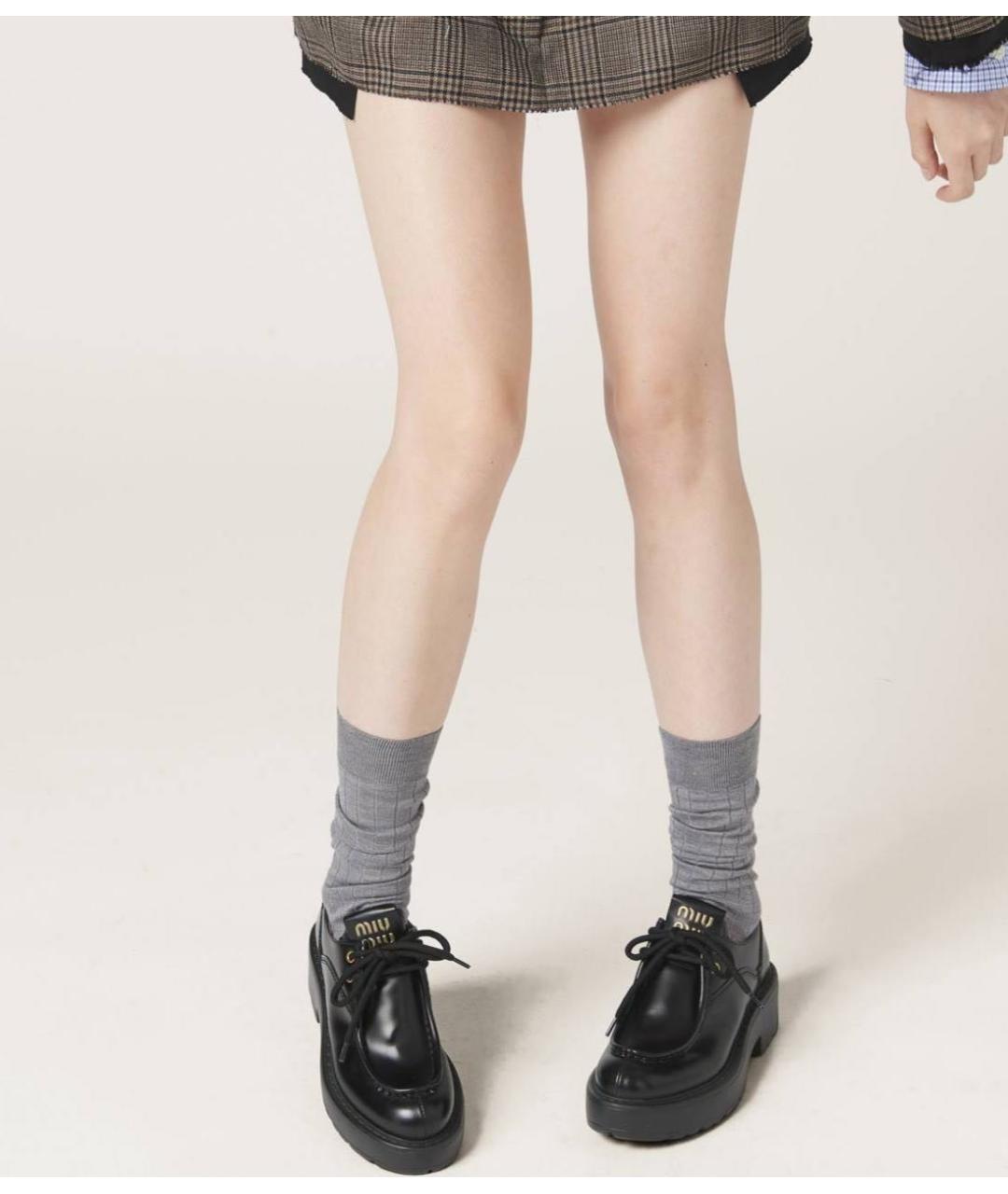 MIU MIU Черные кожаные брогги и оксфорды, фото 4