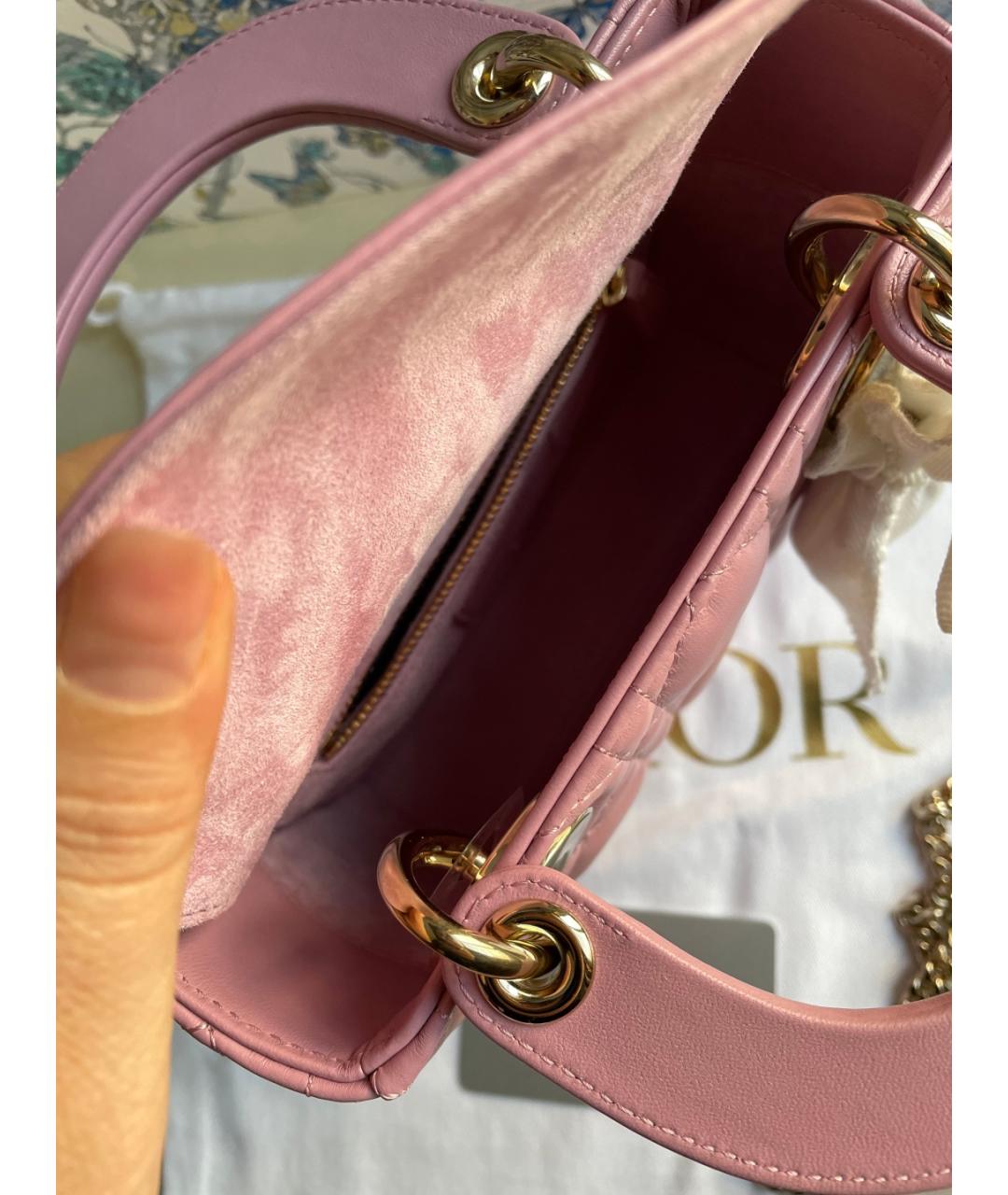 CHRISTIAN DIOR Розовая кожаная сумка с короткими ручками, фото 6