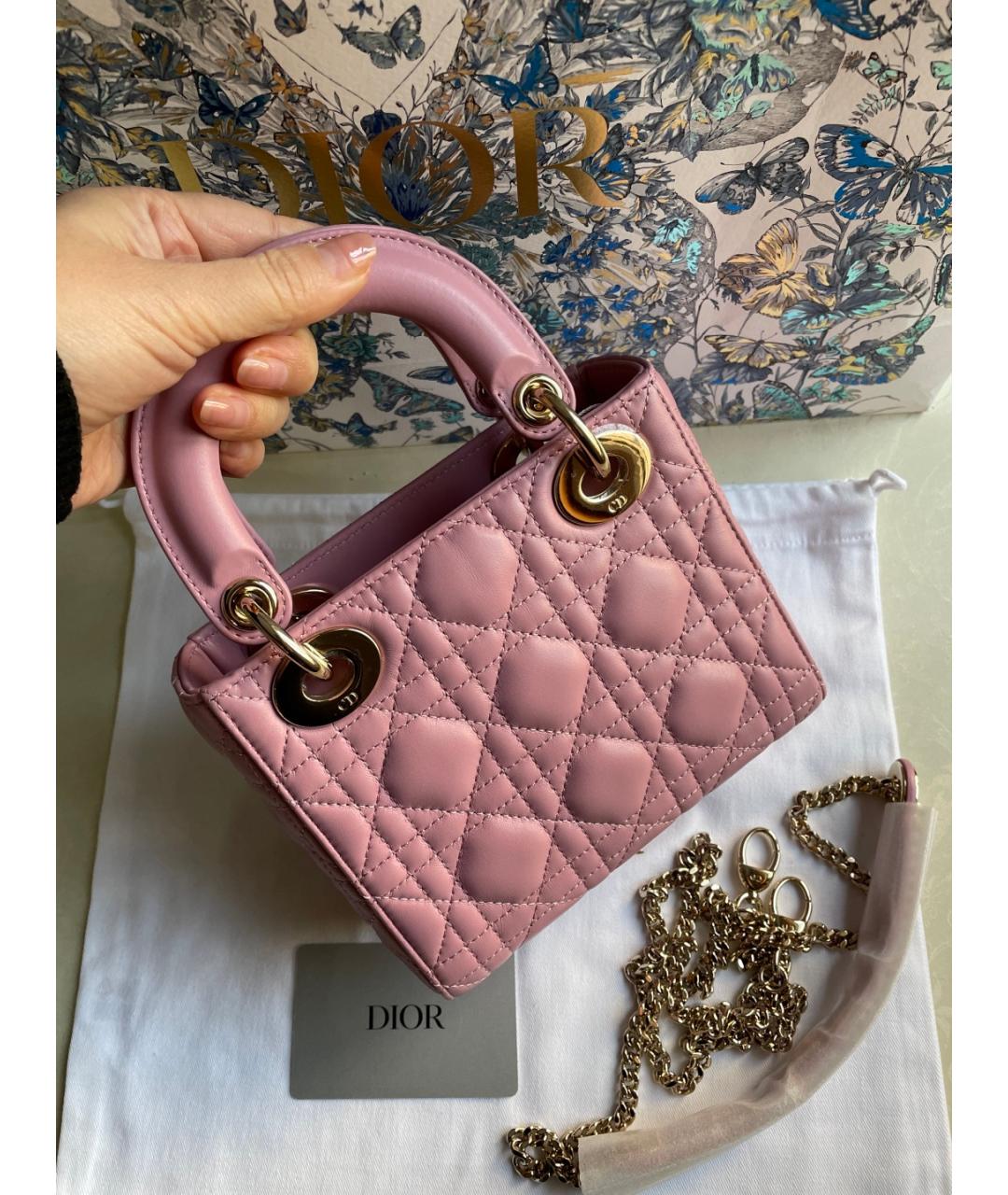 CHRISTIAN DIOR Розовая кожаная сумка с короткими ручками, фото 3