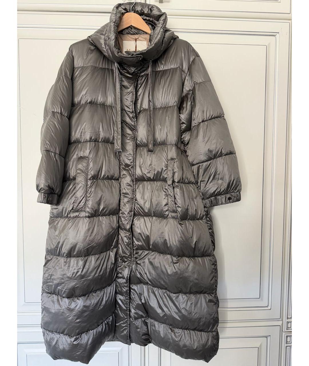 MAX MARA Серебрянный полиамидовый пуховик, фото 7