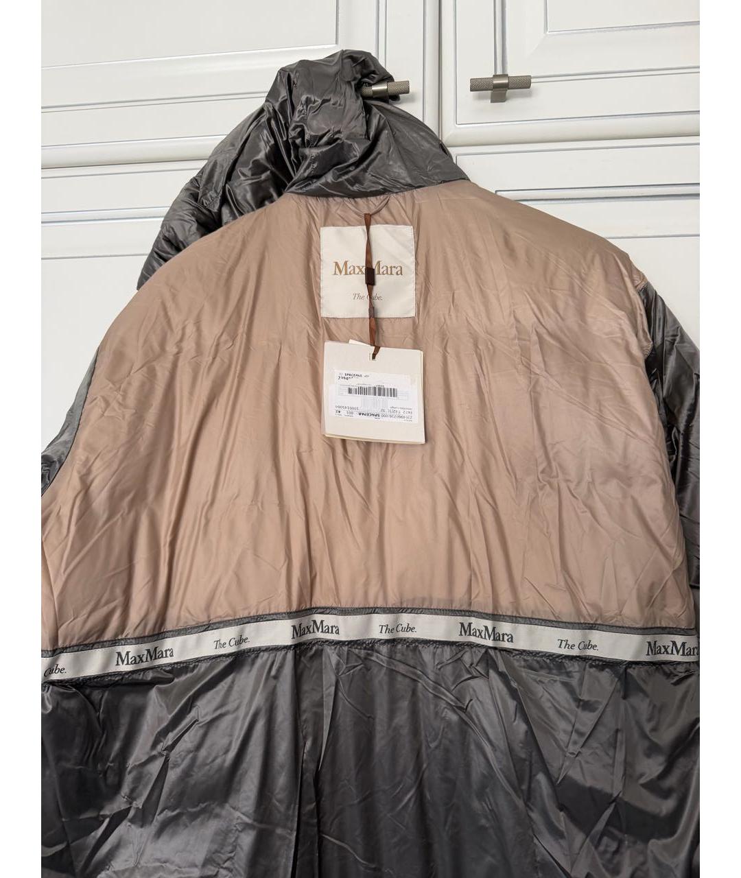 MAX MARA Серебрянный полиамидовый пуховик, фото 3
