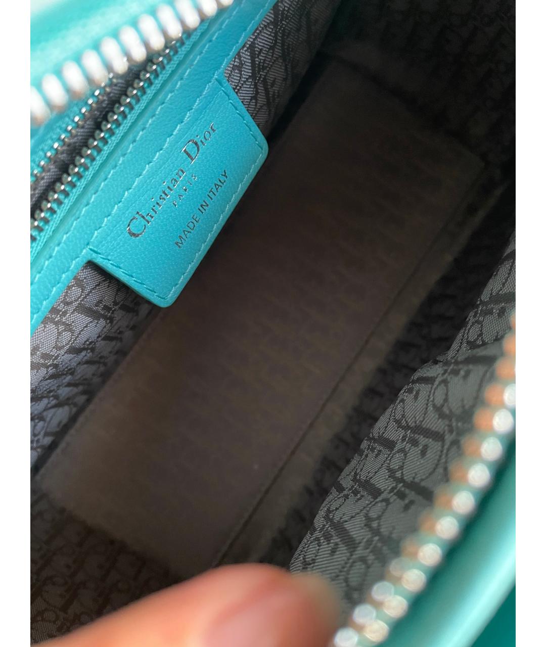 CHRISTIAN DIOR Бирюзовая кожаная сумка с короткими ручками, фото 7