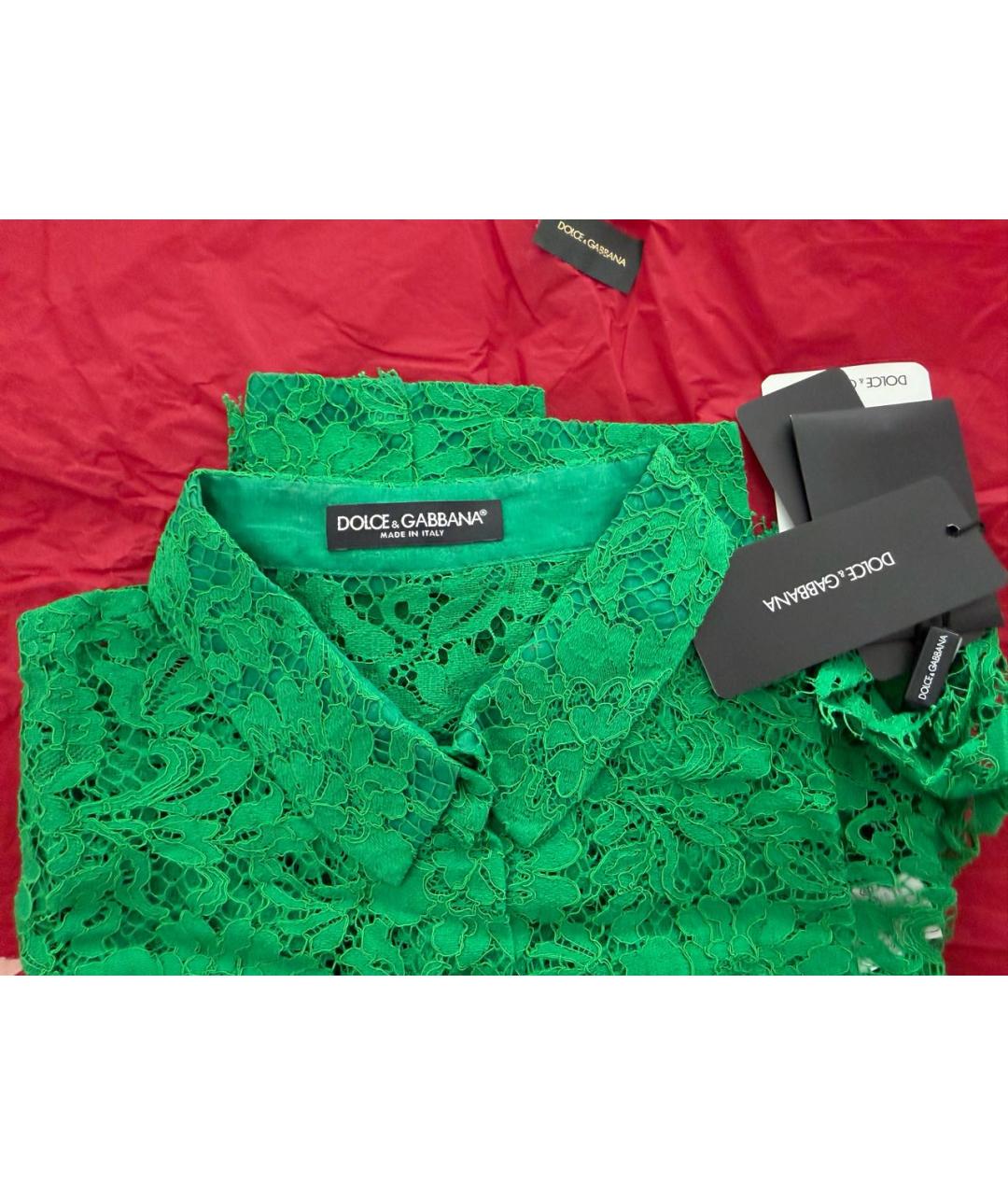 DOLCE&GABBANA Зеленая кружевная рубашка, фото 2