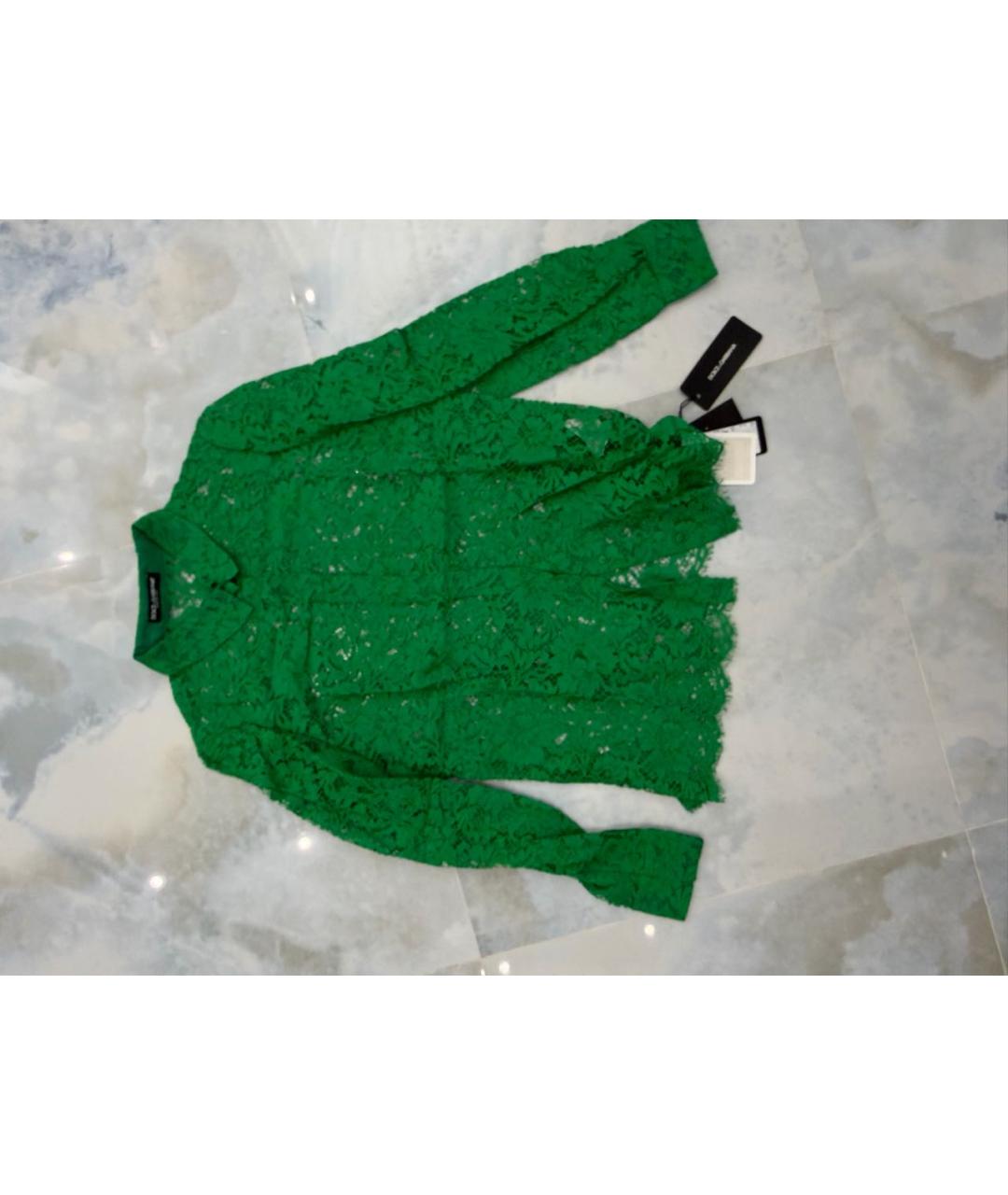 DOLCE&GABBANA Зеленая кружевная рубашка, фото 4