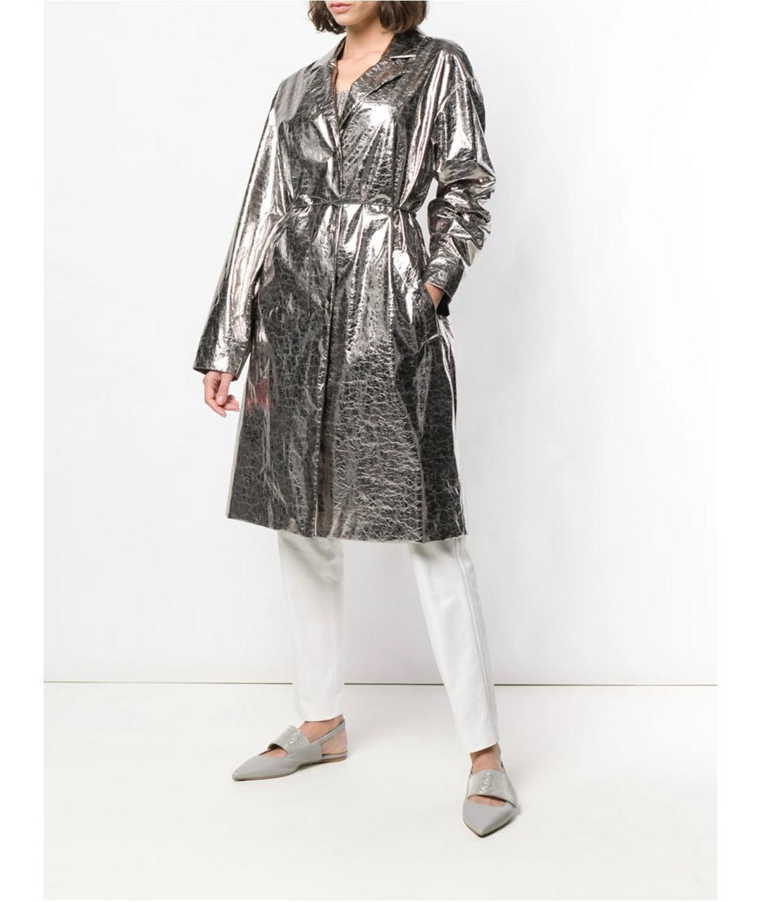 FABIANA FILIPPI Антрацитовый полиэстеровый тренч/плащ, фото 5