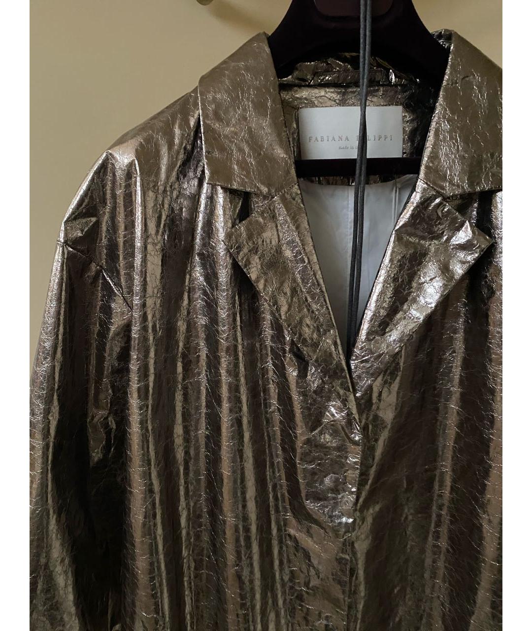 FABIANA FILIPPI Антрацитовый полиэстеровый тренч/плащ, фото 3