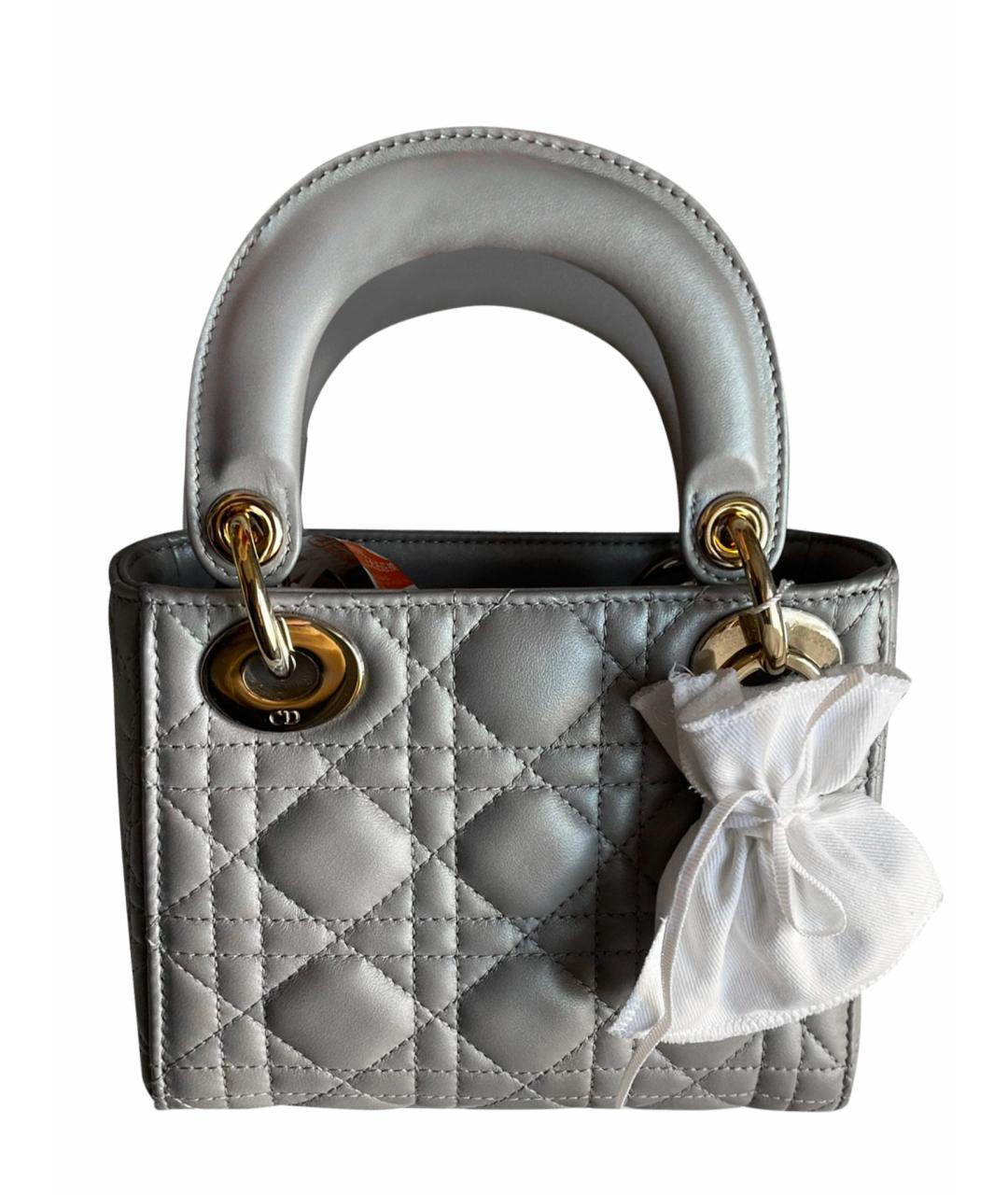 CHRISTIAN DIOR Серая кожаная сумка с короткими ручками, фото 1