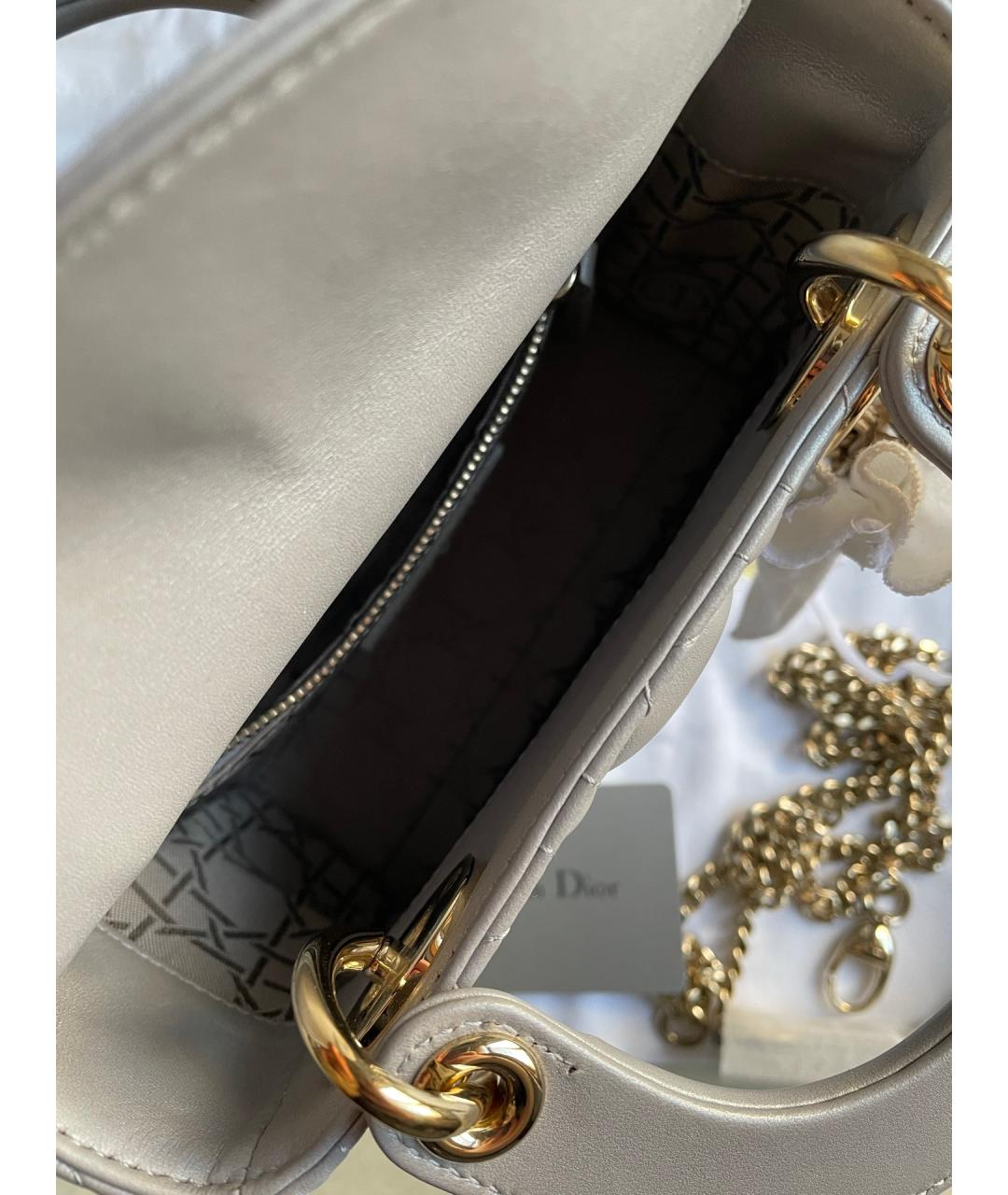 CHRISTIAN DIOR Серая кожаная сумка с короткими ручками, фото 6