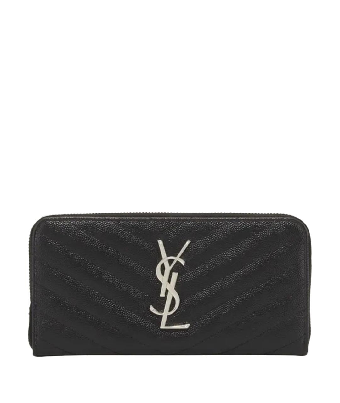 SAINT LAURENT Черный кожаный кошелек, фото 1