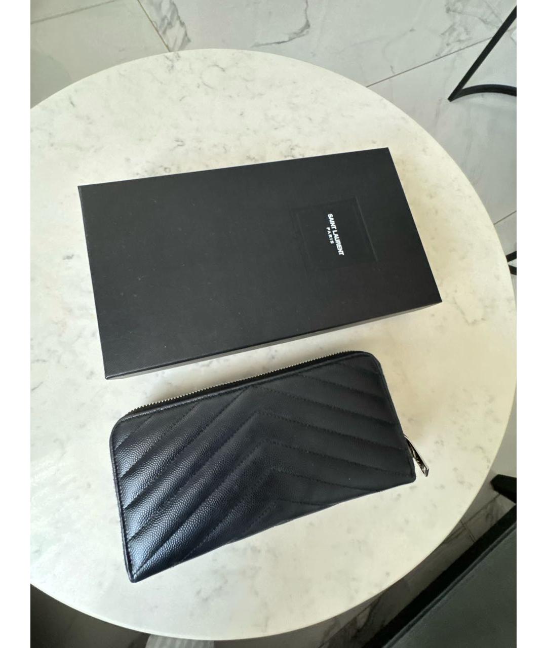 SAINT LAURENT Черный кожаный кошелек, фото 3