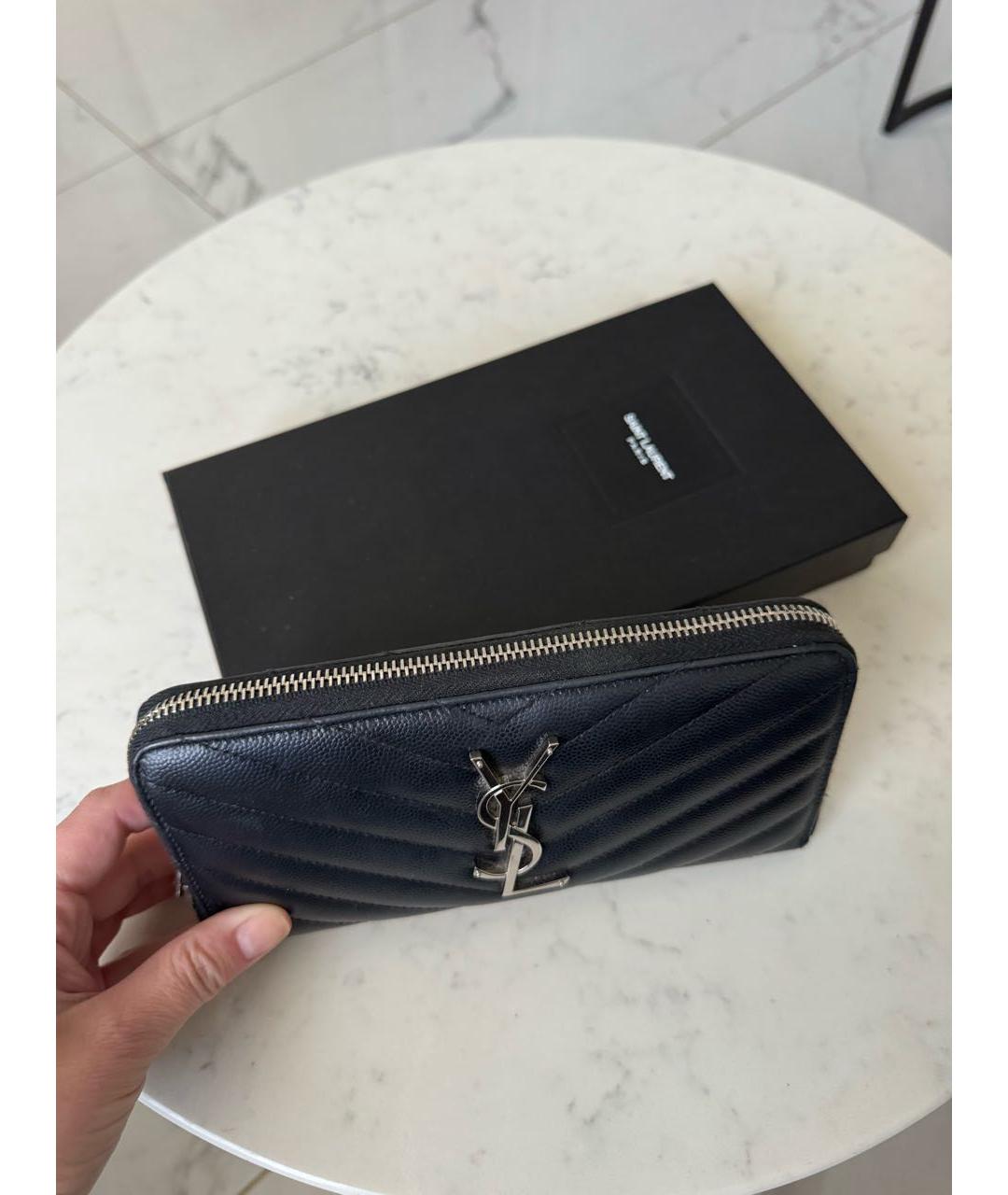 SAINT LAURENT Черный кожаный кошелек, фото 6