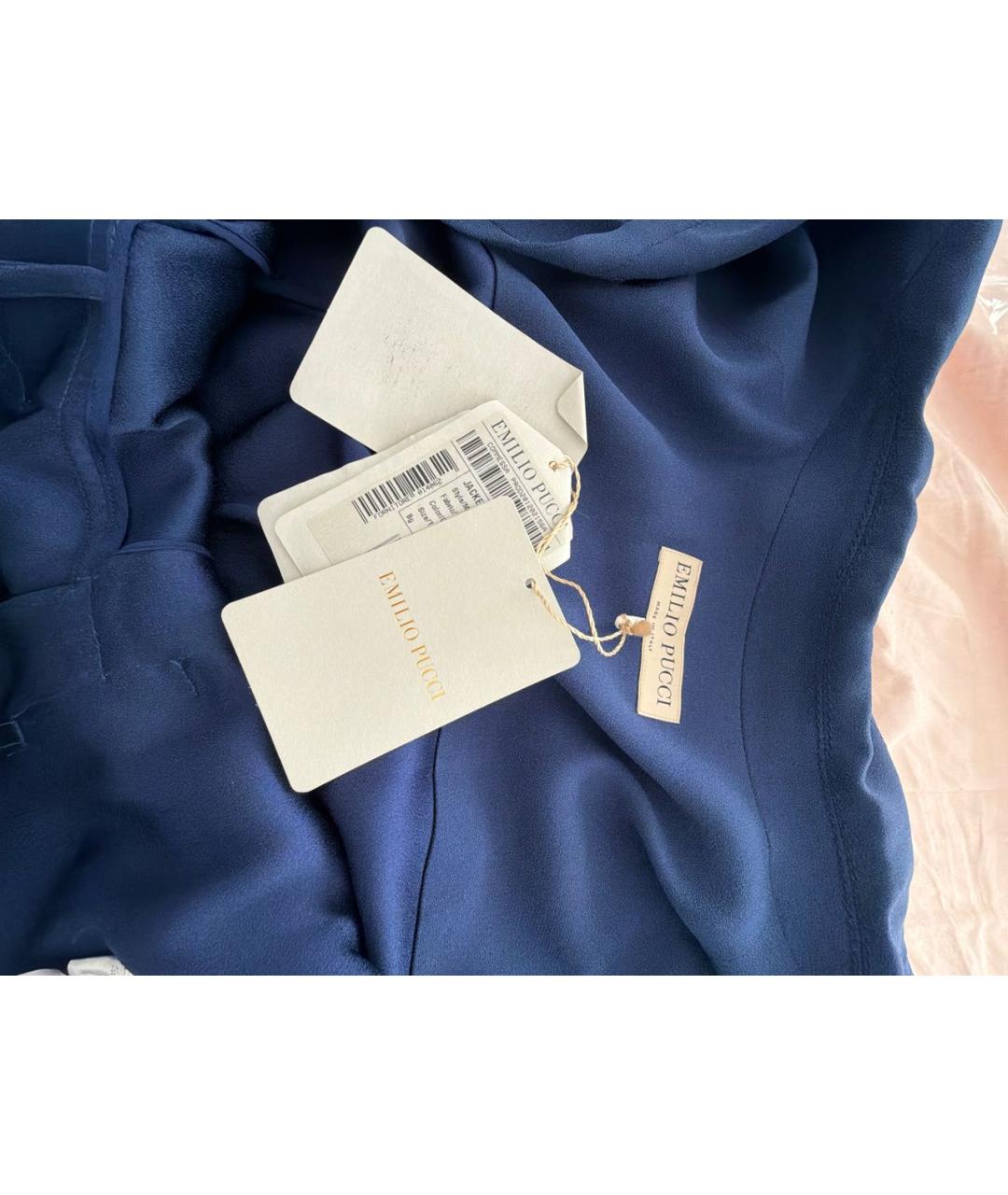 EMILIO PUCCI Темно-синий шелковый жакет/пиджак, фото 3