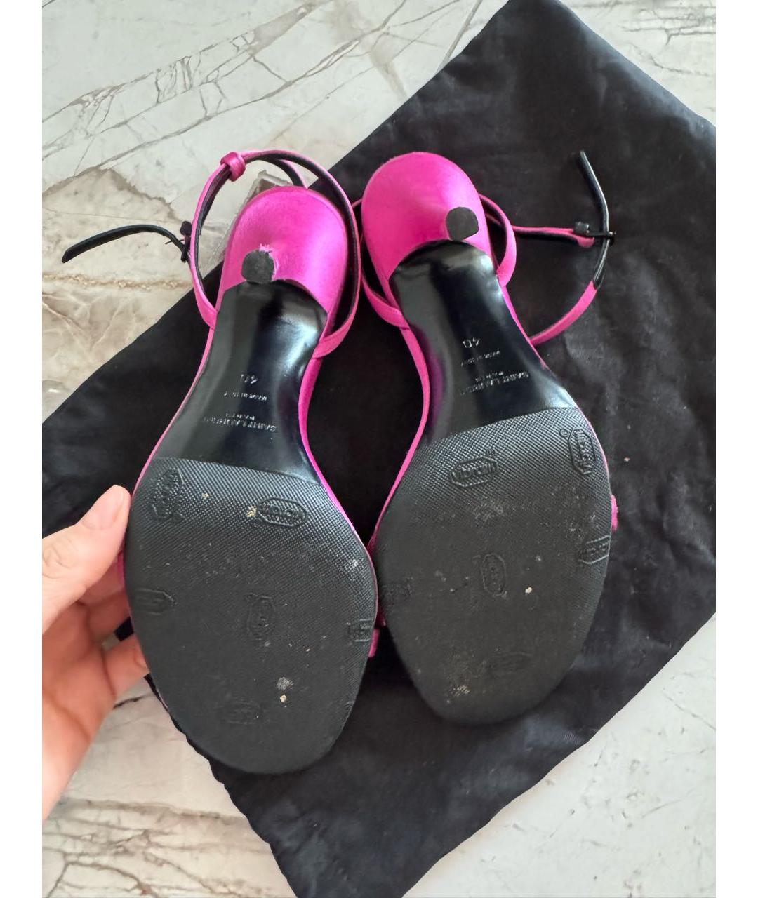 SAINT LAURENT Розовые текстильные босоножки, фото 7